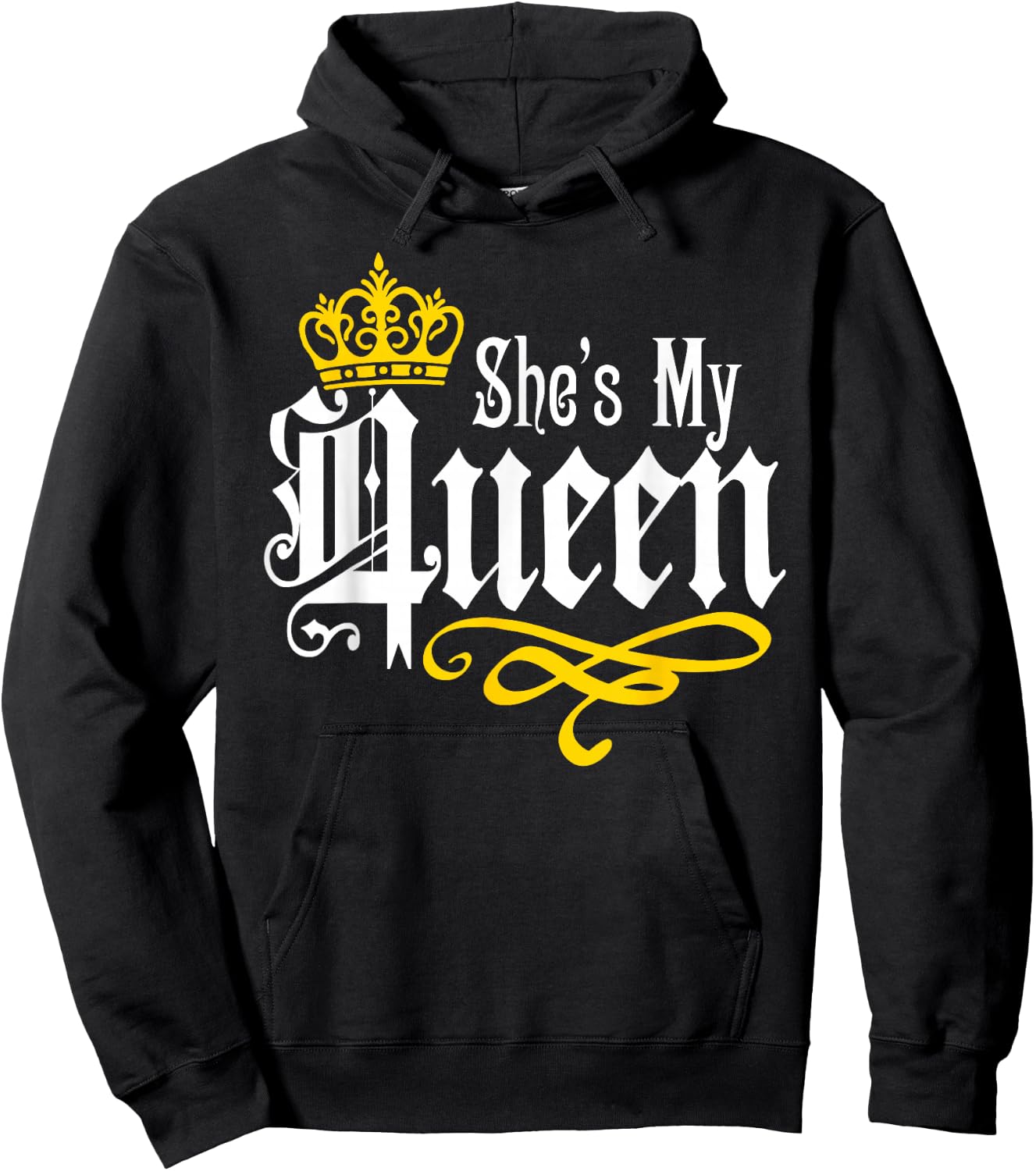 She is My Queen Wife Girlfriend Couples Matching Valentines Hoodie - Hoodie | Black