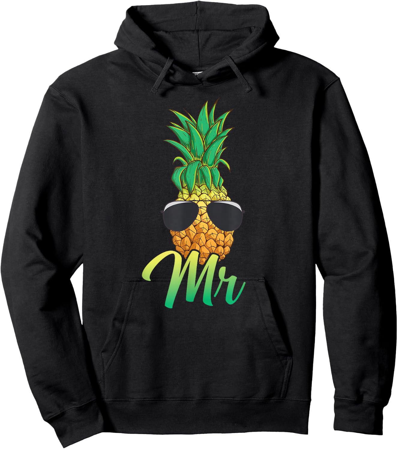 Hawaii Pineapple Aloha Newlywed Couple Matching Husband Mr Hoodie - Hoodie | Black