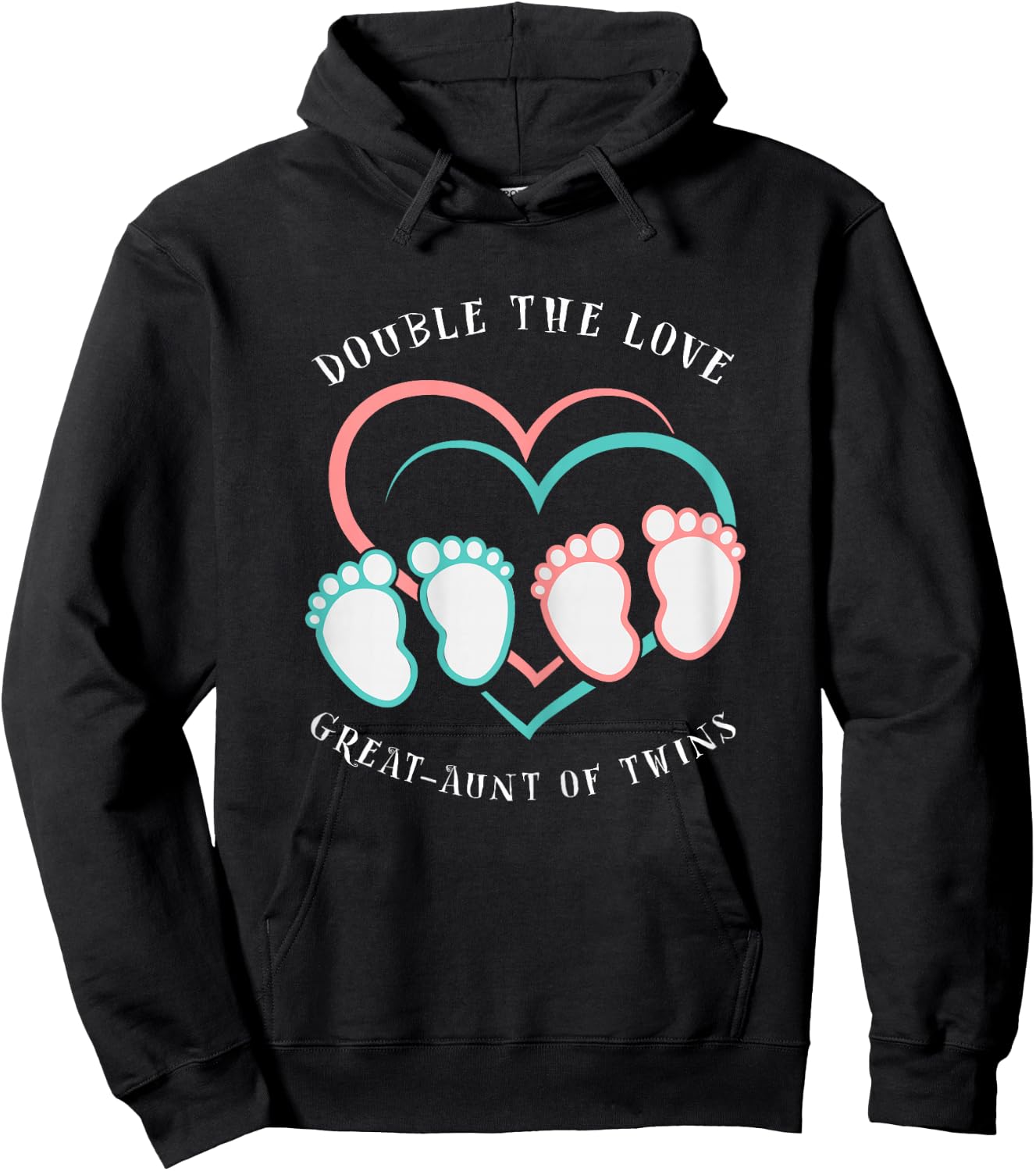 Double The Love New Great-Aunt of Twins Hoodie - Hoodie | Black
