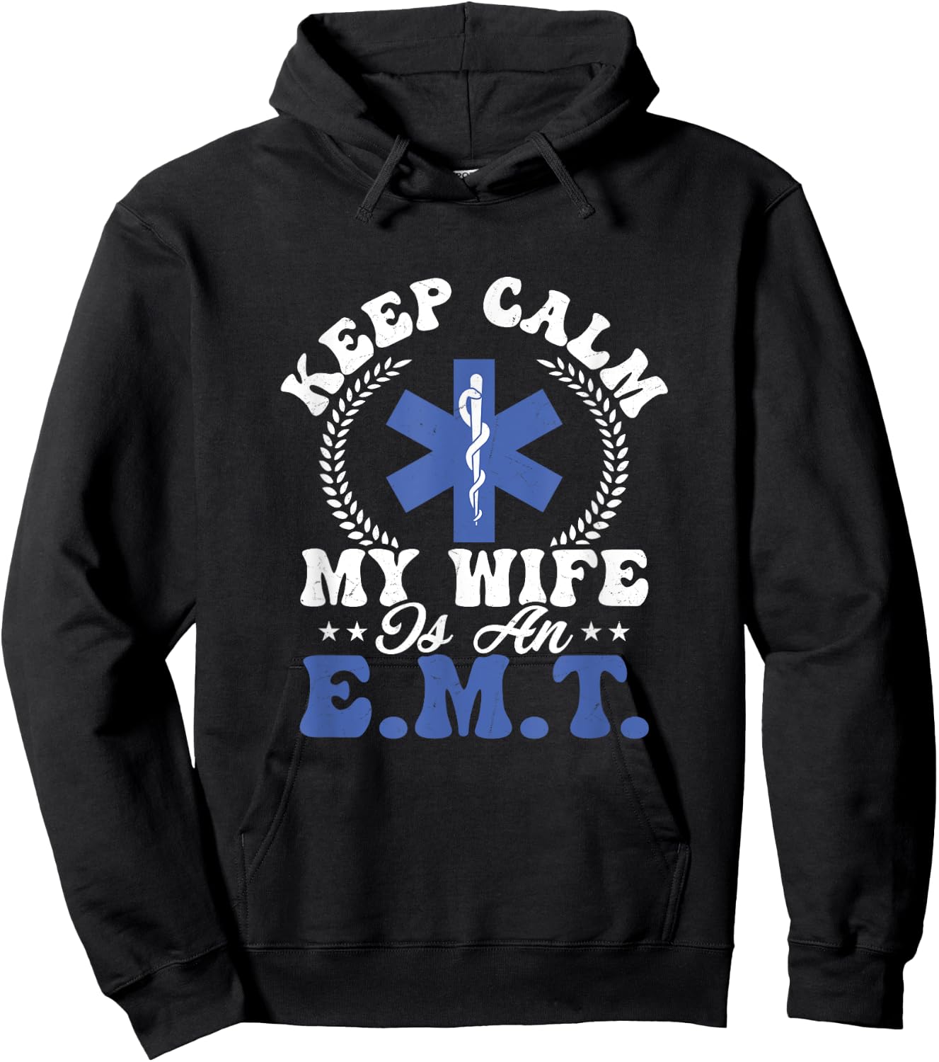 Keep Calm My Wife Is An E.M.T. Paramedic Medical Technician Hoodie - Hoodie | Black