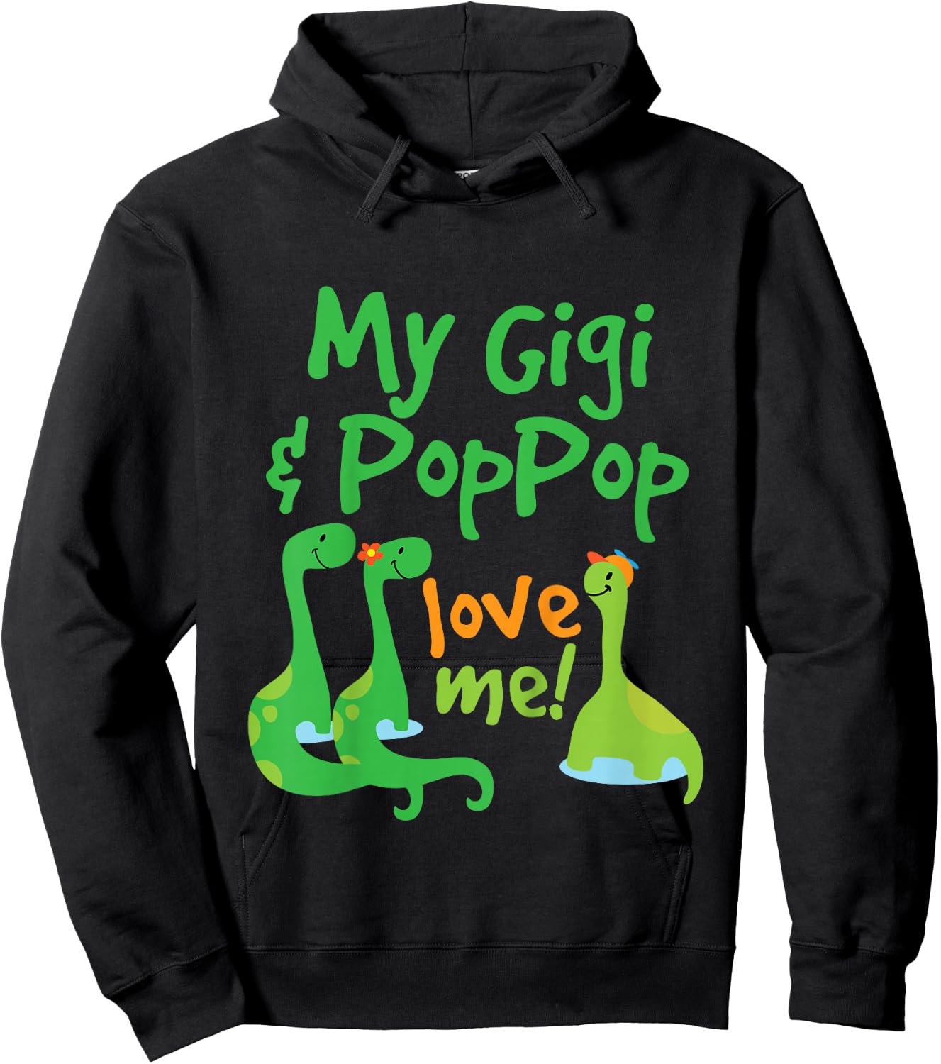 Kids Gigi and PopPop Love Me Grandchild Dinosaur Hoodie - Hoodie | Black