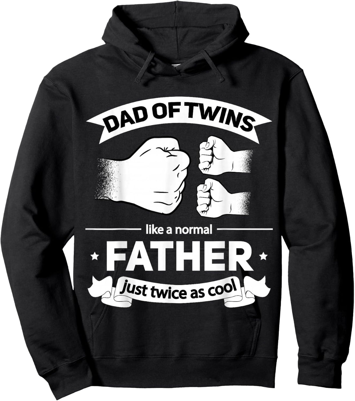 Dad of Twins 2024 Father Twice as Cool Father's Day Twin Dad Hoodie - Hoodie | Black
