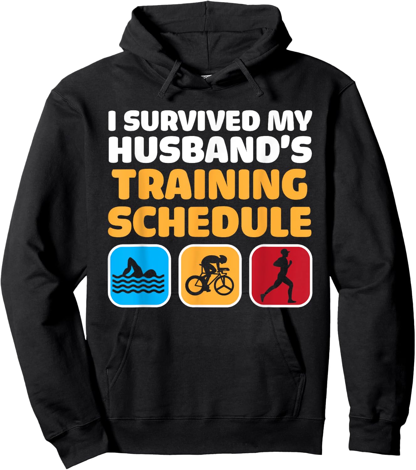 Triathlon Art Women Wife Triathlete Swim Bike Run Athletes Hoodie - Hoodie | Black