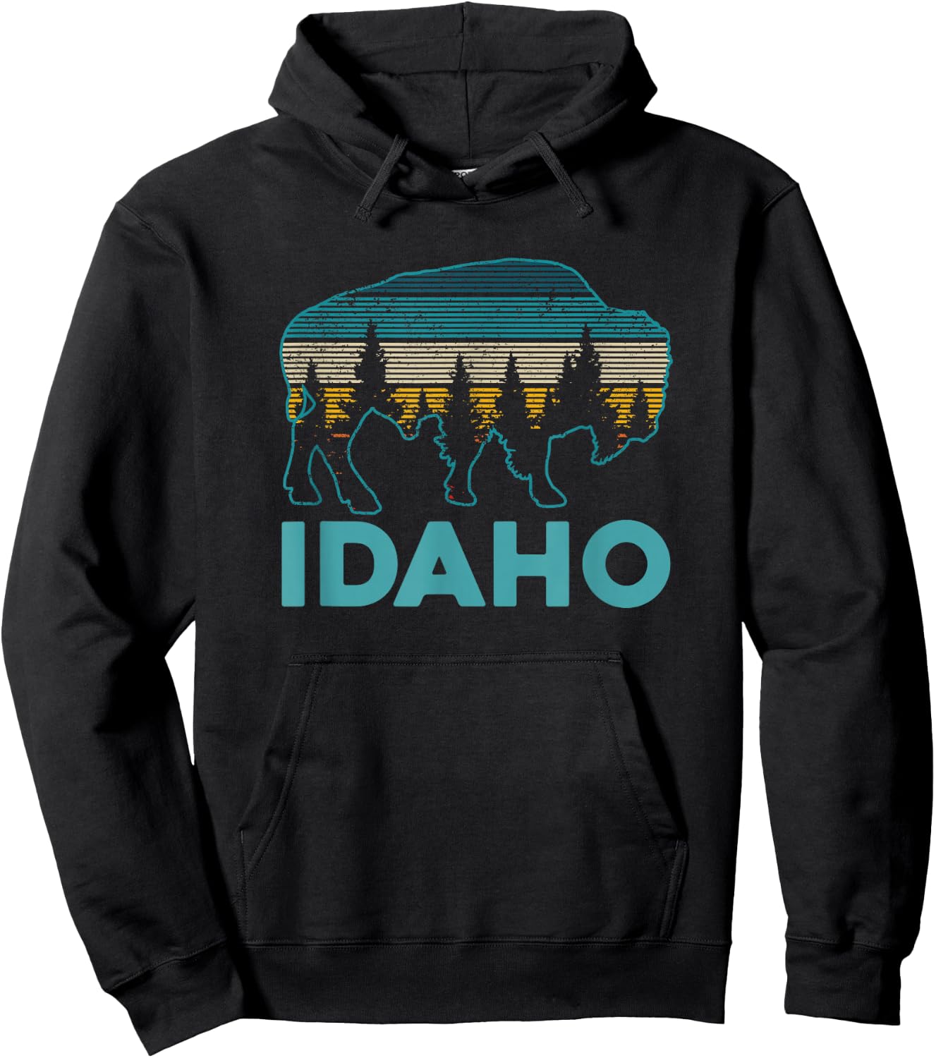 Idaho Bison Vintage American Buffalo Souvenir Gift Hoodie - Hoodie | Black