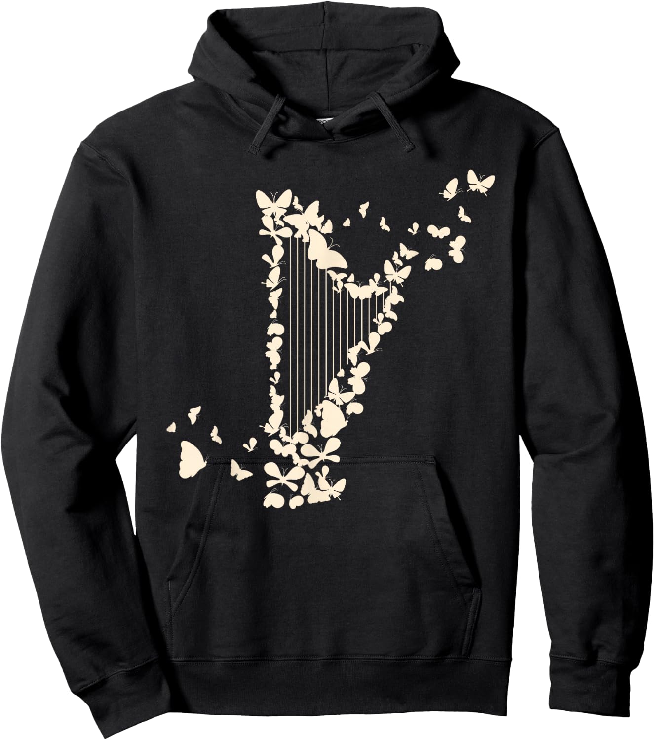 A Harp with Butterflies Harpist Hoodie - Hoodie | Black