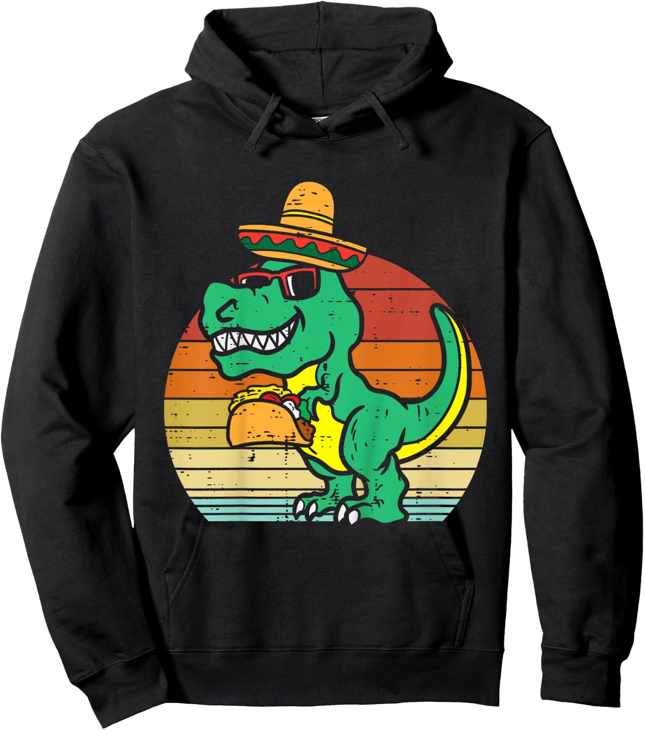 Kids Mexican Dino Taco Trex Toddler Boys Cinco De Mayo Kids Hoodie - Hoodie | Black