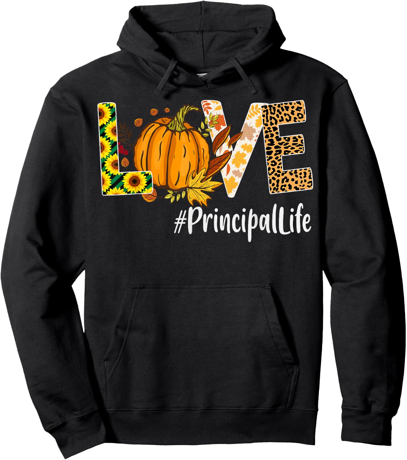 Principal Love Fall Pumpkin leopard Halloween Autumn Hoodie - Hoodie | Black