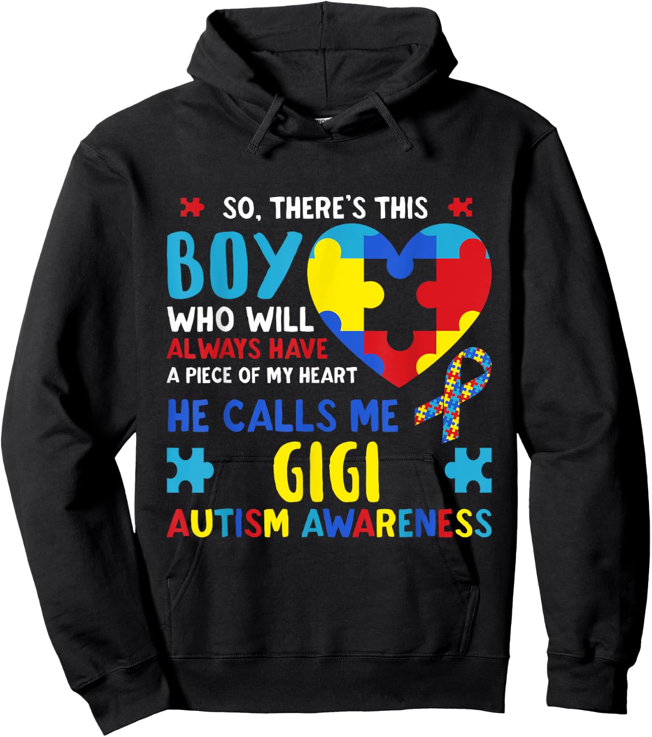 There's This Boy He Calls Me Gigi GG Autism Awareness Hoodie - Hoodie | Black