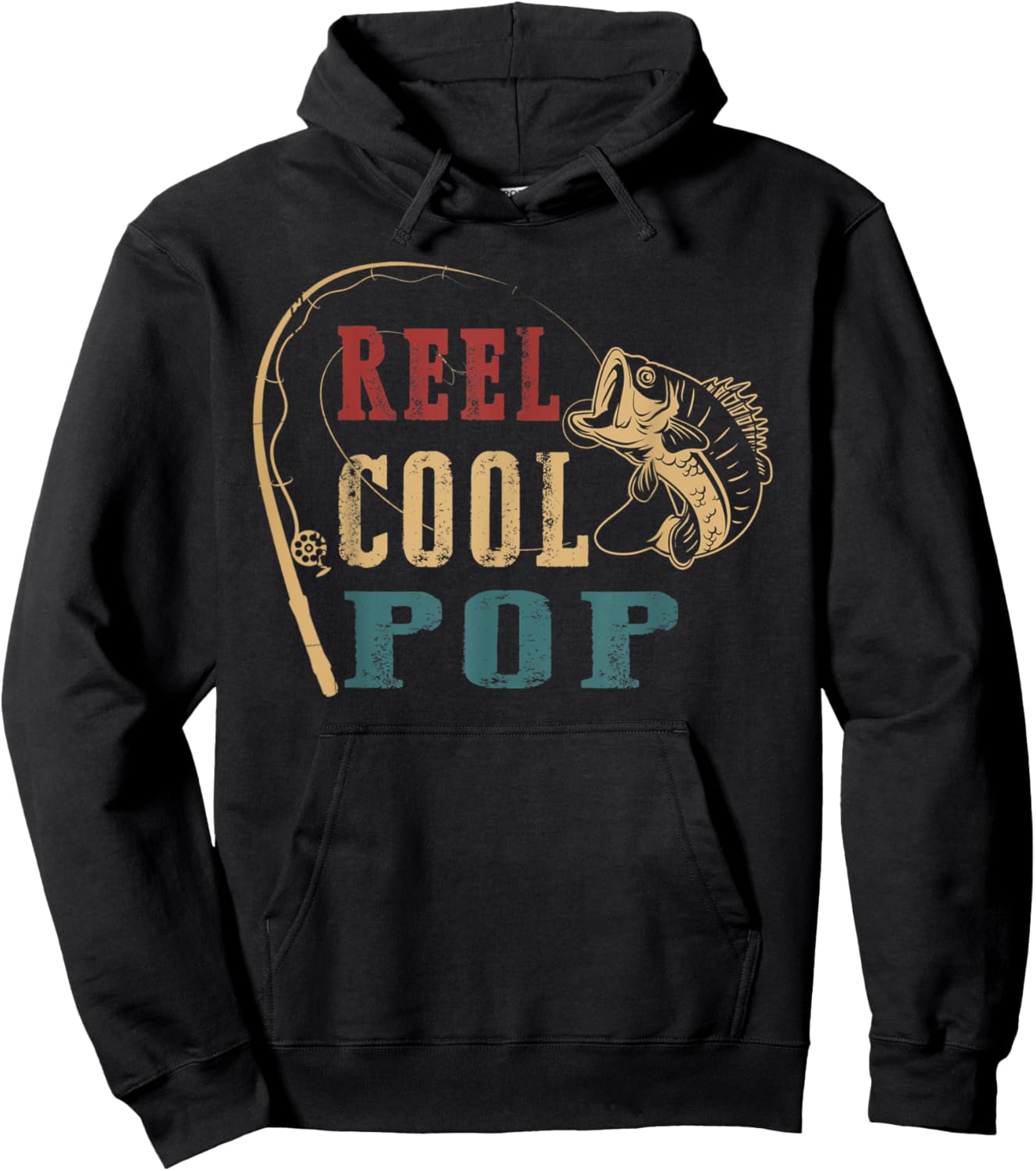 Reel Cool Pop Shirt - Fishing Fathers Day Hoodie - Hoodie | Black