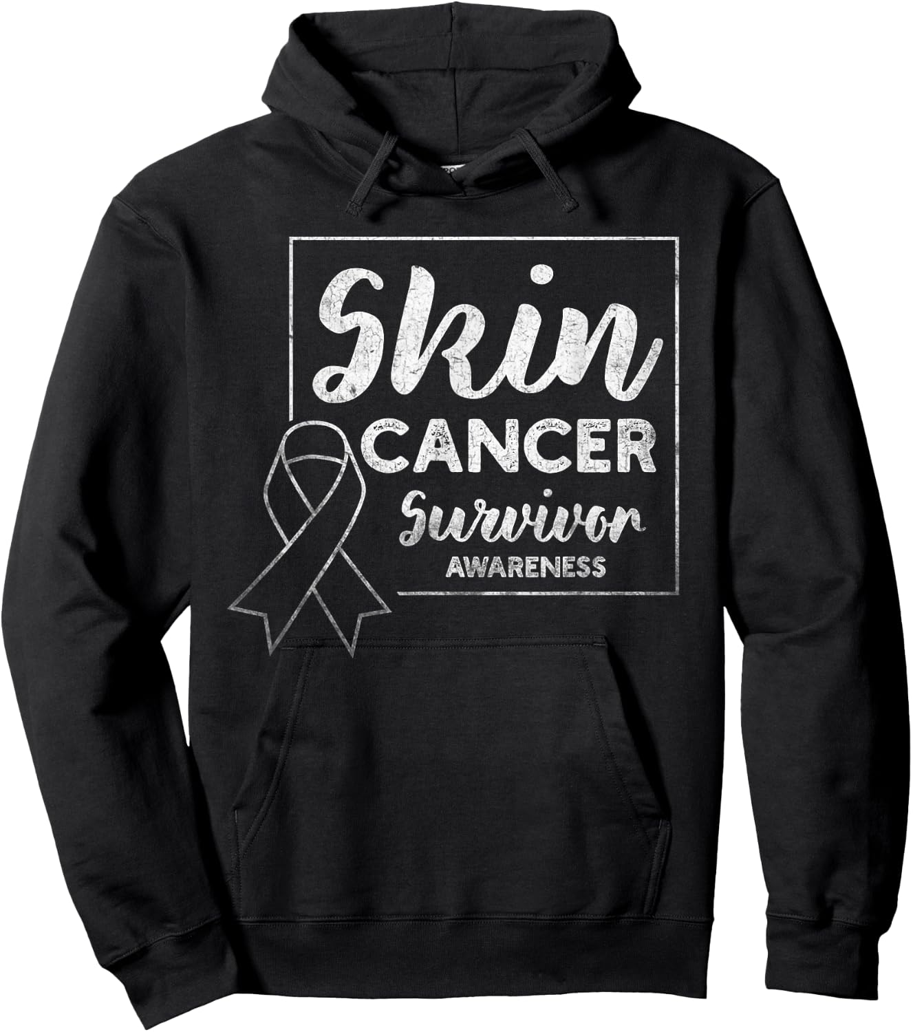 Skin Cancer Survivor Products Melanoma Awareness Distressed Hoodie - Hoodie | Black