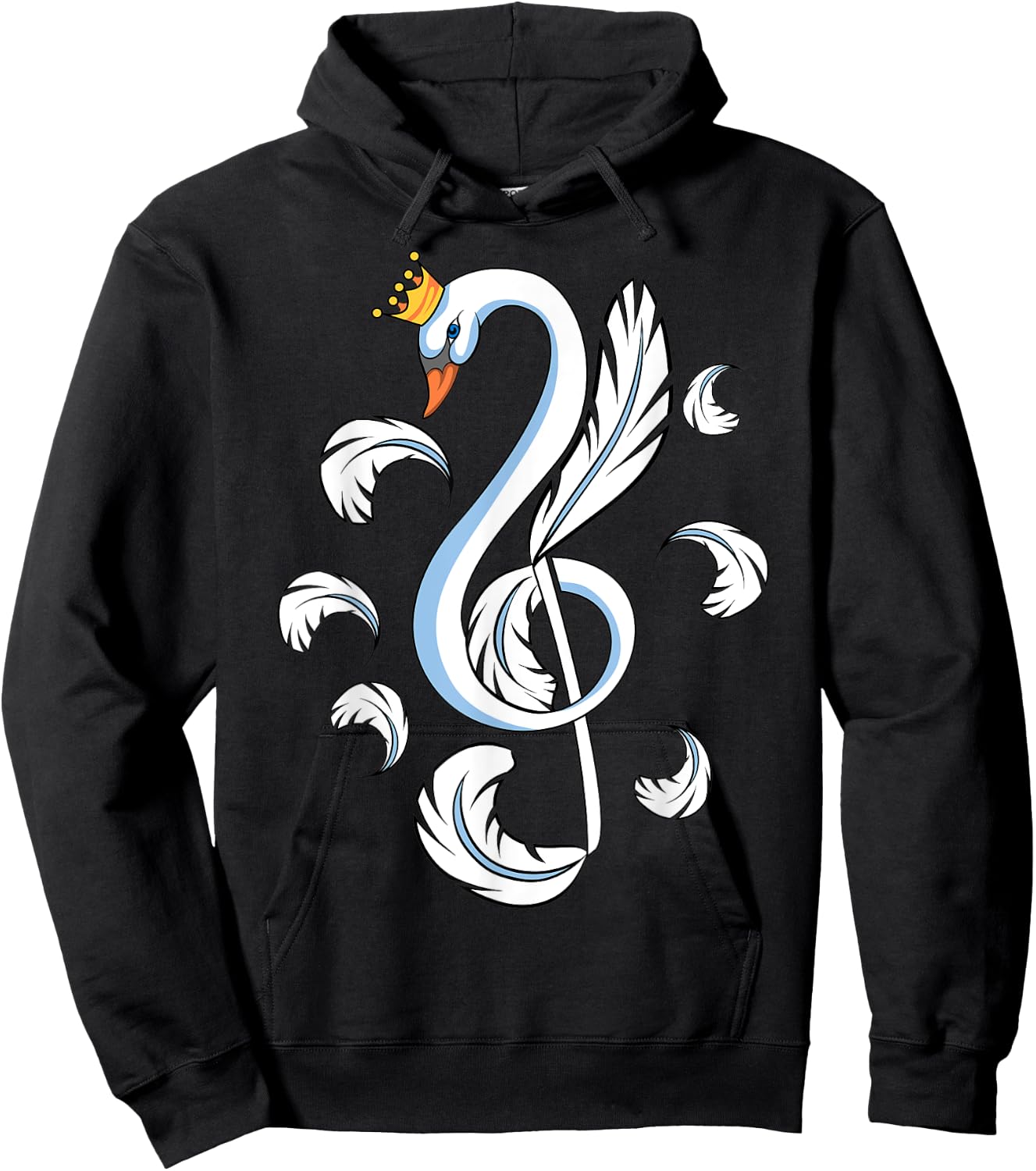 Treble Clef Music Note Swan Hoodie - Hoodie | Black