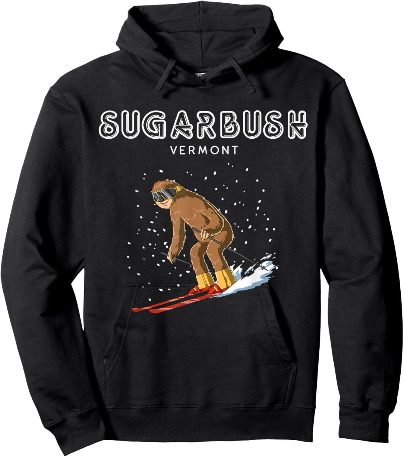 Ski Sloth - Sugarbush Vermont Ski Gift Hoodie - Hoodie | Black