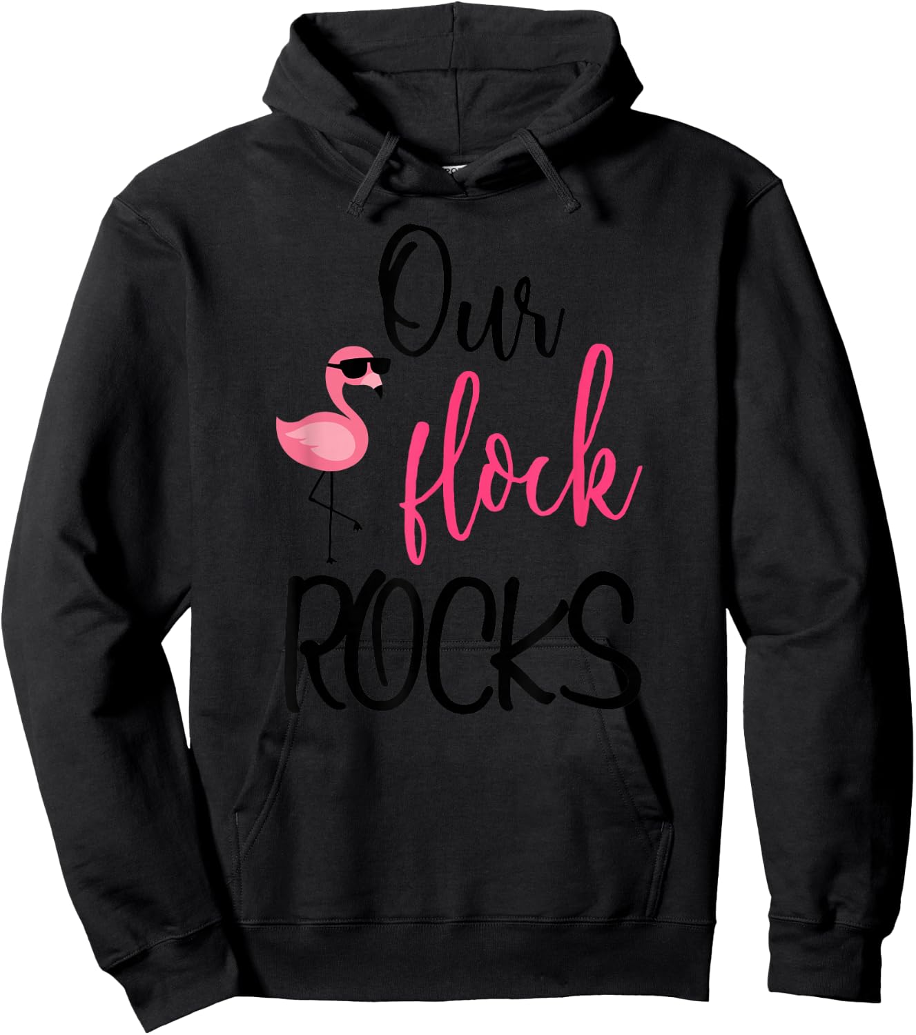 Our Flock Rocks Flamingo Mother's Day Gift Hoodie - Hoodie | Black