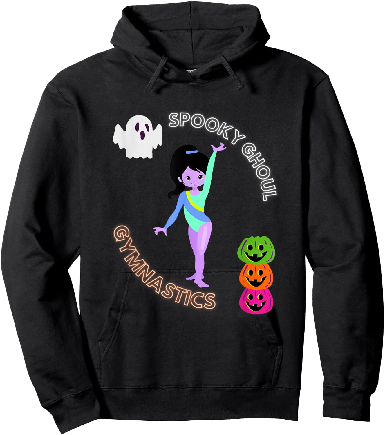 Spooky Ghoul Gymnastics Halloween Gymnast Pumpkin Hoodie - Hoodie | Black