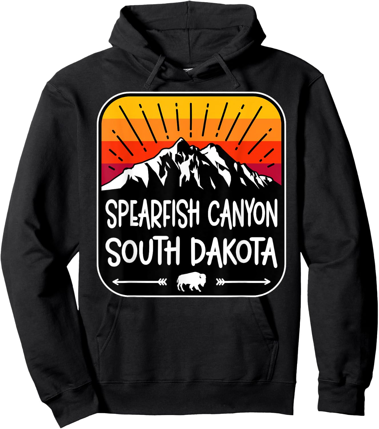 Spearfish Canyon South Dakota Vintage Mountain Sunset Hoodie - Hoodie | Black