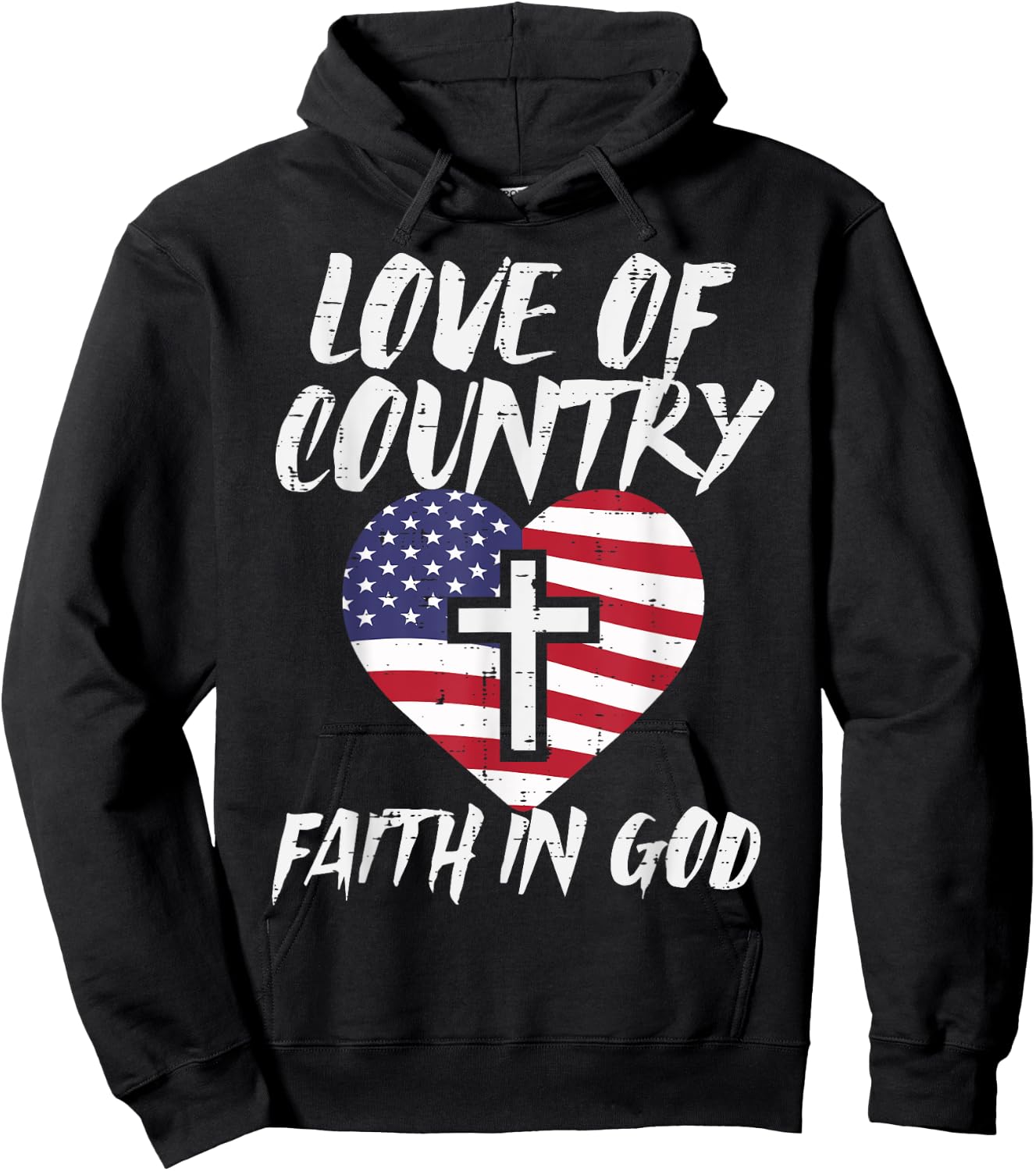 Love Country Faith In God US Flag Christian Men Women Kids Hoodie - Hoodie | Black