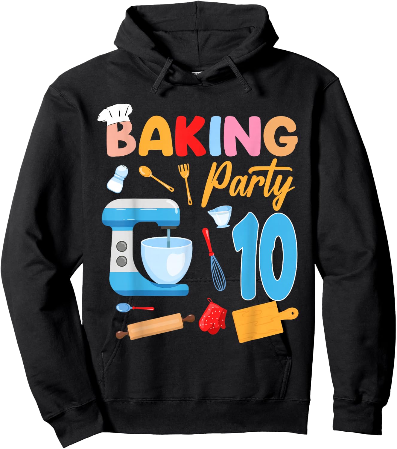 10th Birthday Baker 10 Year Old Baking Birthday Party Kids Hoodie - Hoodie | Black