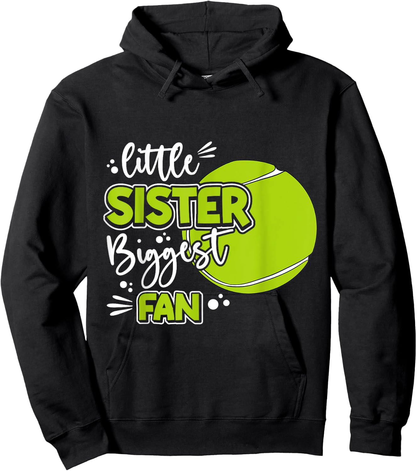 Little Sister Biggest Fan Tennis, Tennis Girl Hoodie - Hoodie | Black