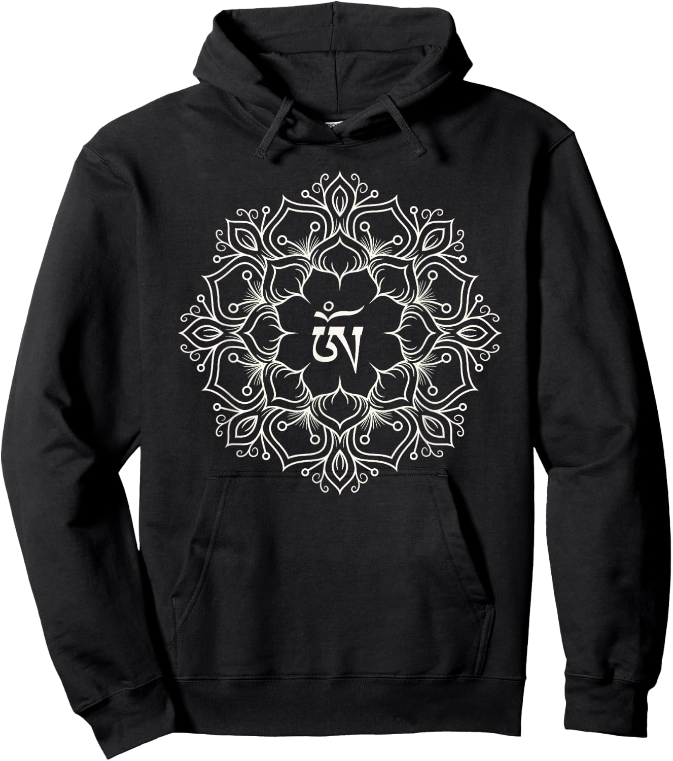 Flower Mandala Chakra OM Graphic Yoga Meditation Hoodie - Hoodie | Black
