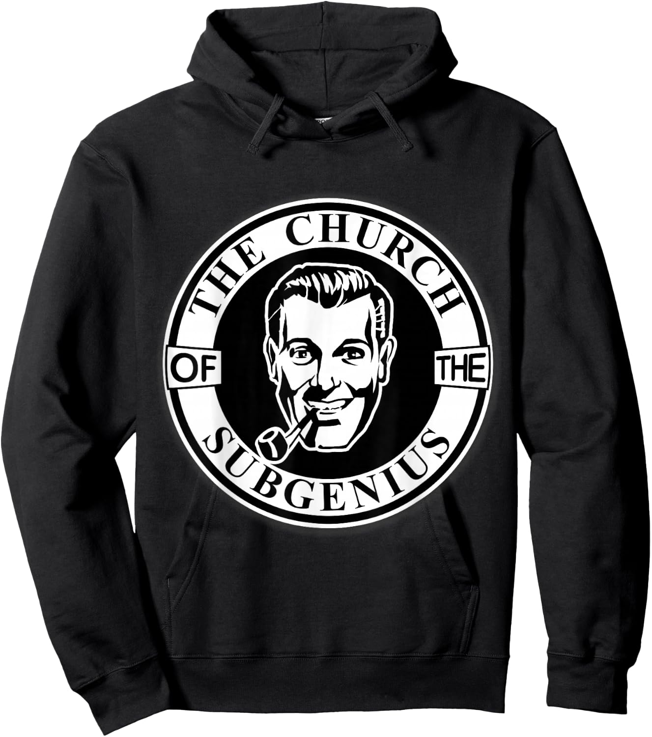 Apedes -Adults Black Classic Fit Short Sleeve Collarless - Church of the SubGenius - Religion Parody Prophet Church - Small Hoodie - Hoodie | Black