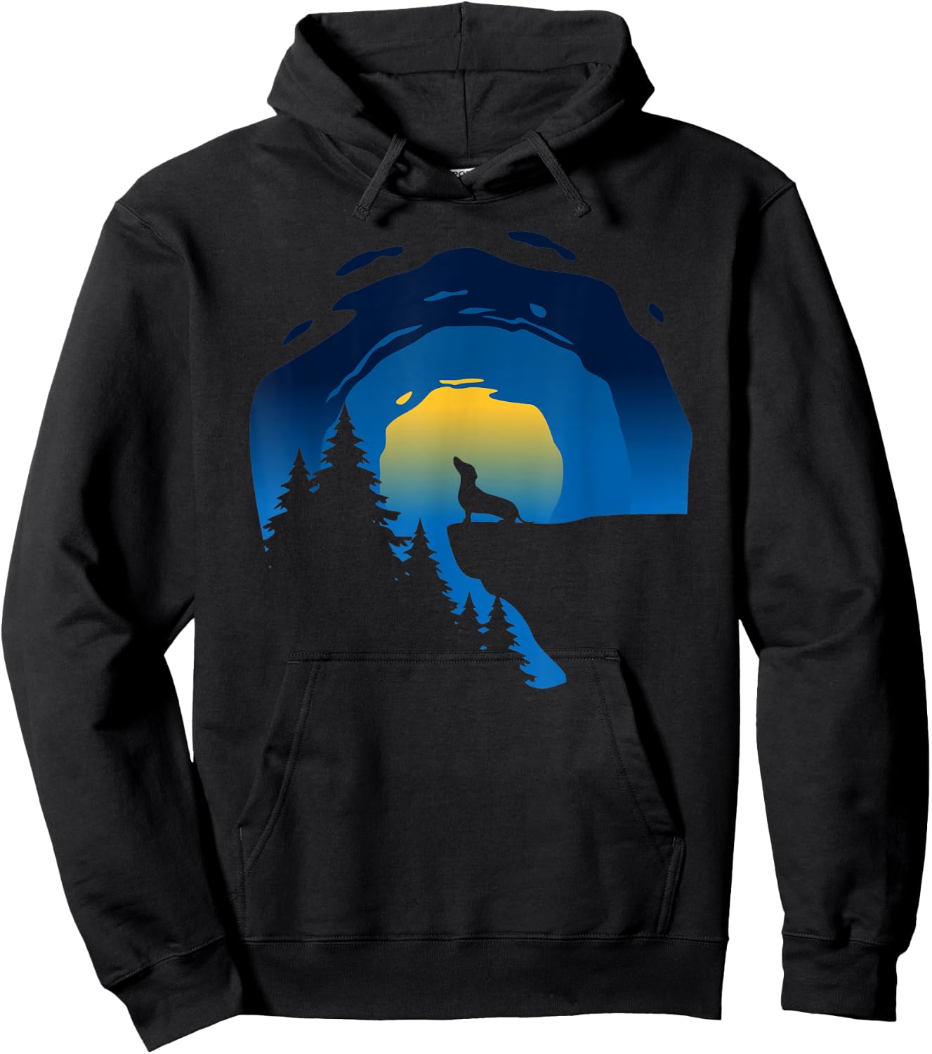 Dachshund Wiener Dog Howling At Moon Men Women Hoodie - Hoodie | Black