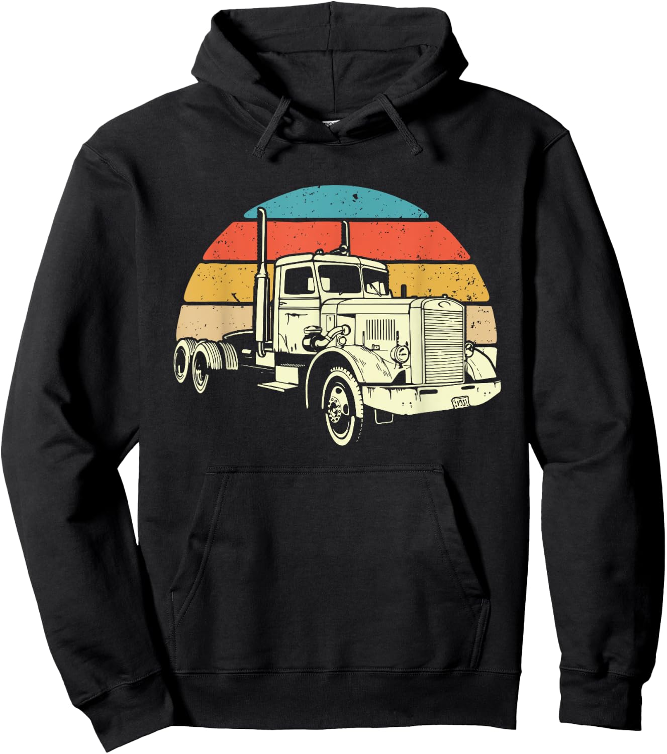 Retro Trucker - Big Rig Hauler Truck Driver Trucking Hoodie - Hoodie | Black