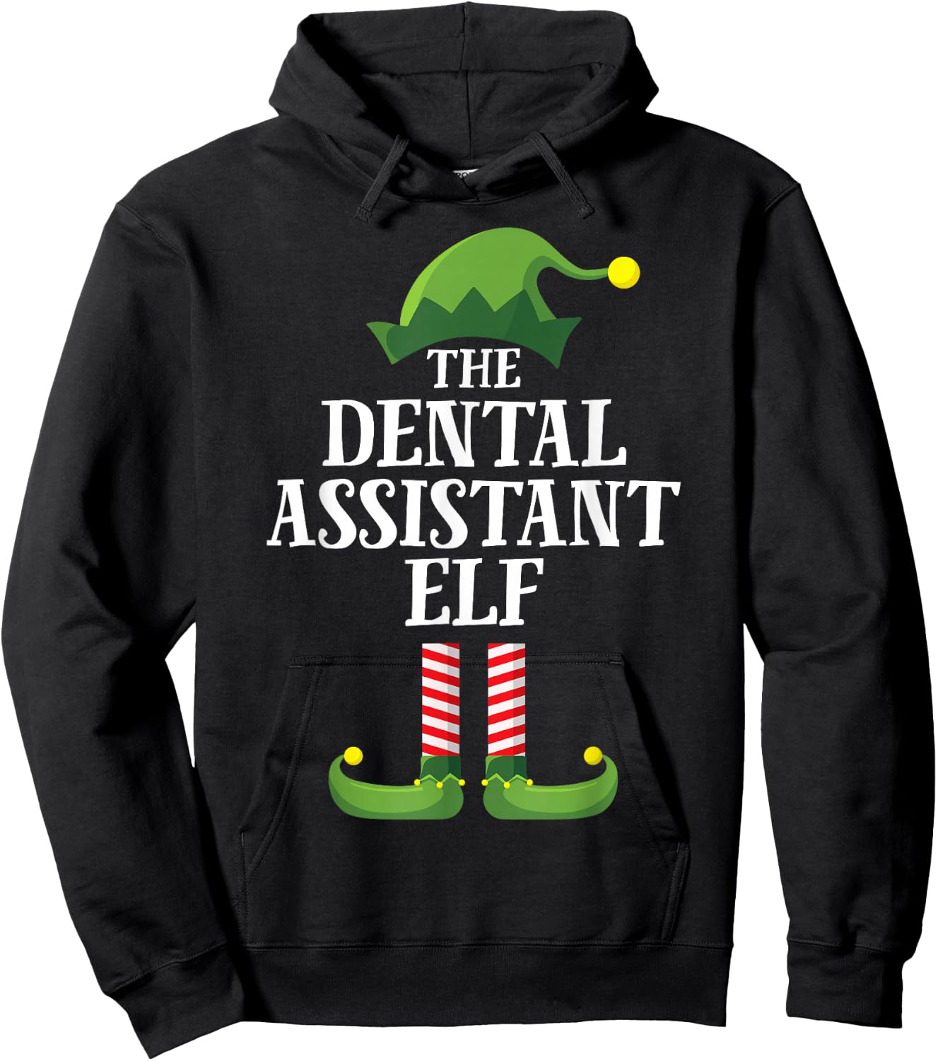 Dental Assistant Elf Matching Family Group Christmas Party Hoodie - Hoodie | Black