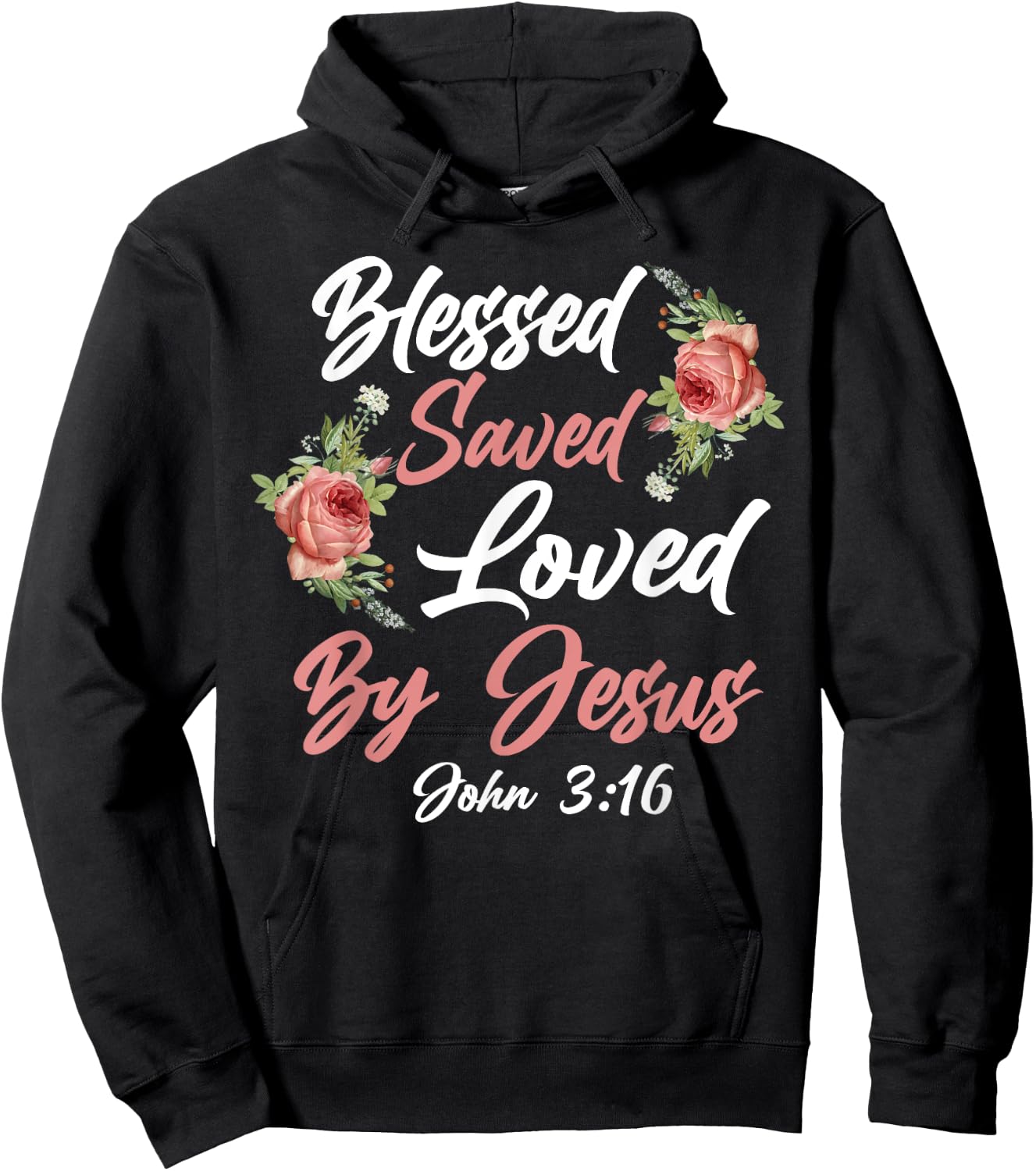 Christian Bible Verse Quote Rose Flower John 3:16 Hoodie - Hoodie | Black