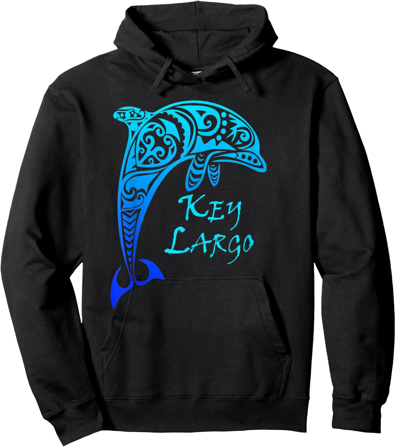 Key Largo, Florida Keys Vintage Tribal Dolphin Vacation Hoodie - Hoodie | Black