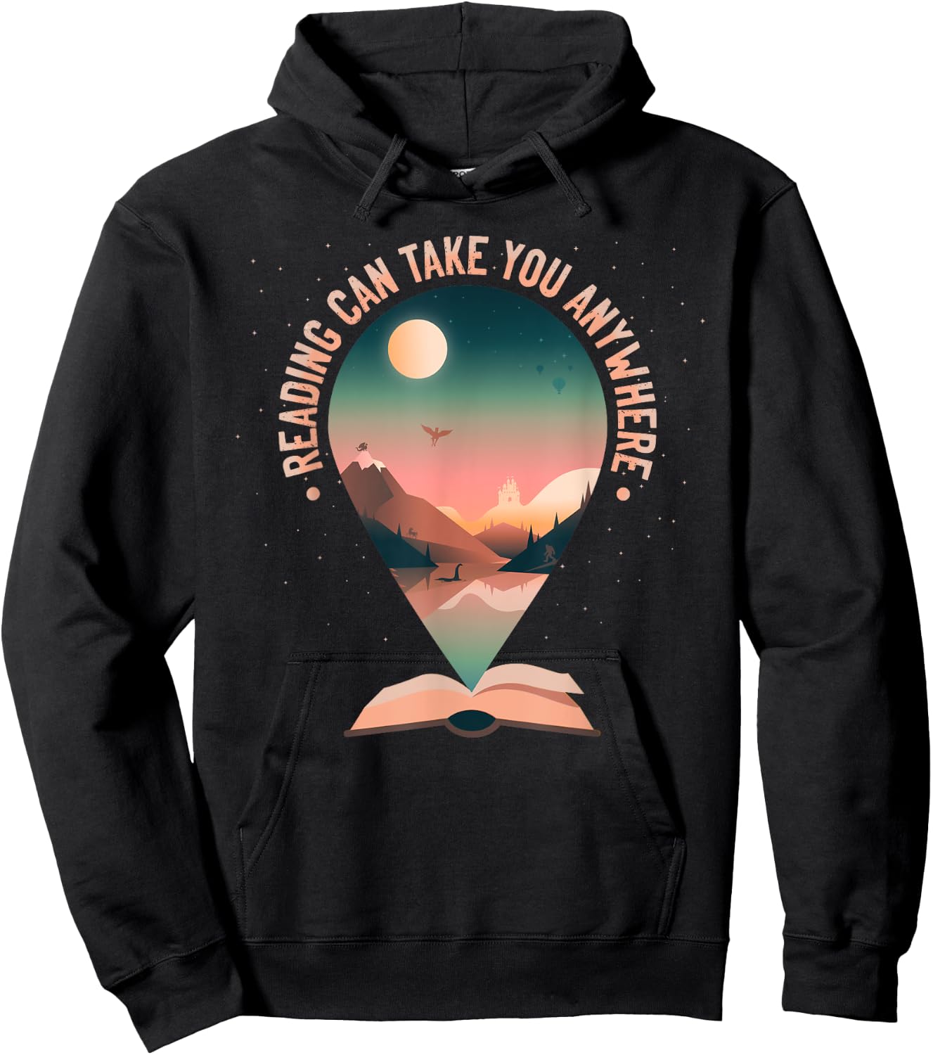 Reading can take you anywhere book reading lover bibliophile Hoodie - Hoodie | Black