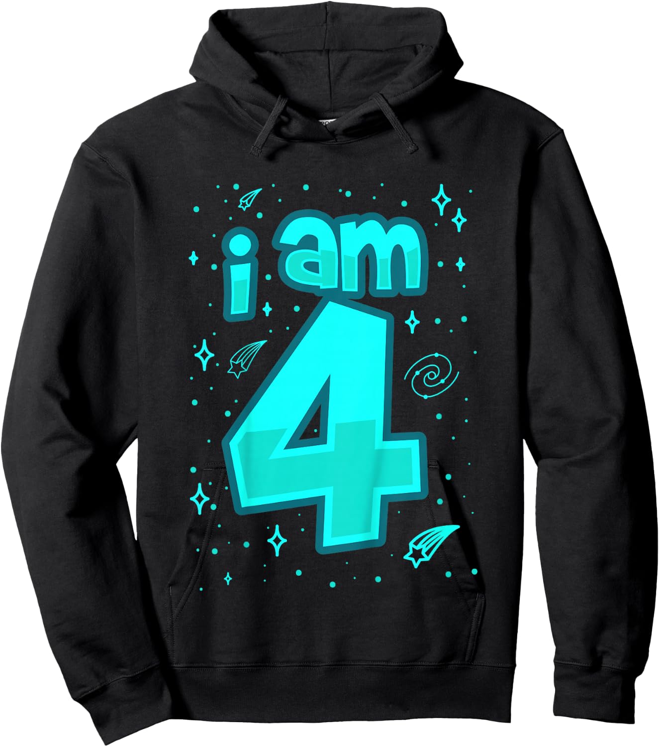 4th Birthday Shirt Boy I AM 4 Year Old Space Gift Hoodie - Hoodie | Black
