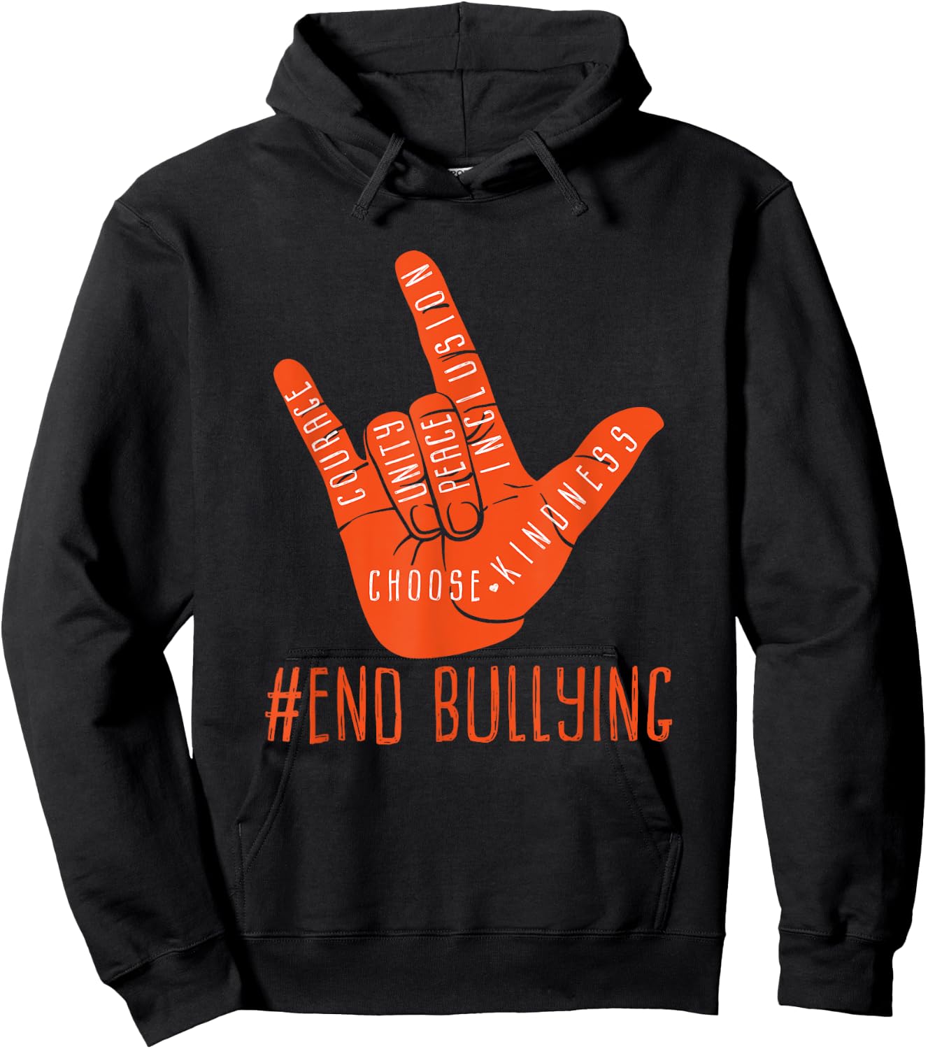 Unity Day Orange Kids 2022 Anti Bullying Love Sign Women Hoodie - Hoodie | Black