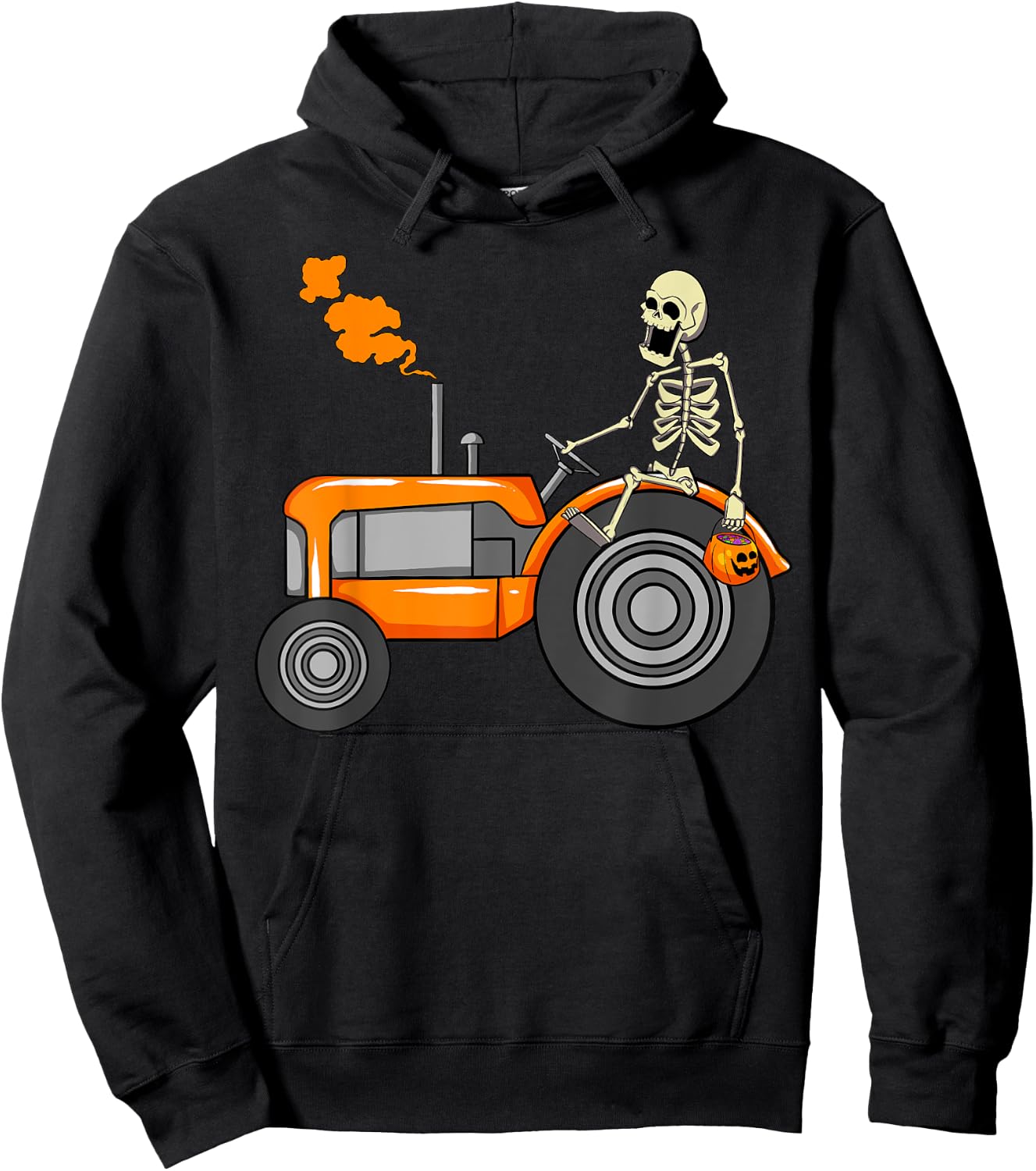 Skeleton Riding Tractor Funny Halloween 2021 Hoodie - Hoodie | Black