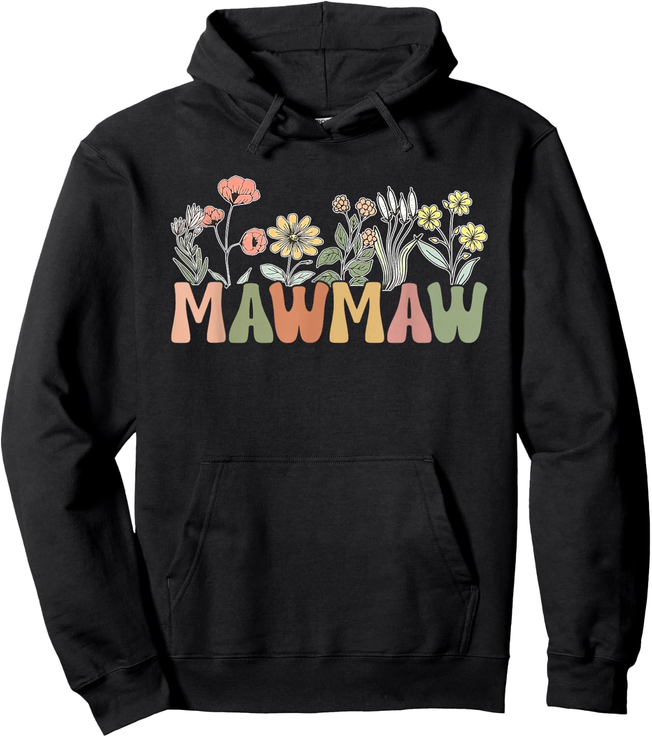 MawMaw Wildflower Grandma Mother's Day Flower Florals Outfit Hoodie - Hoodie | Black