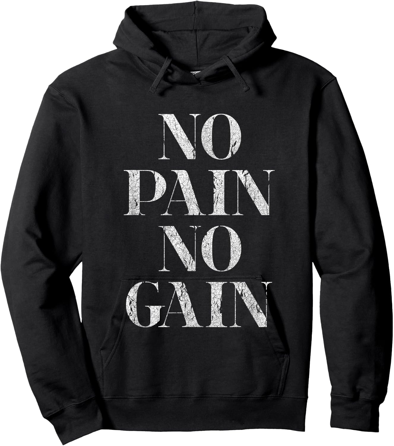 No Pain No Gain Gym Fitness Slogan Hoodie - Hoodie | Black
