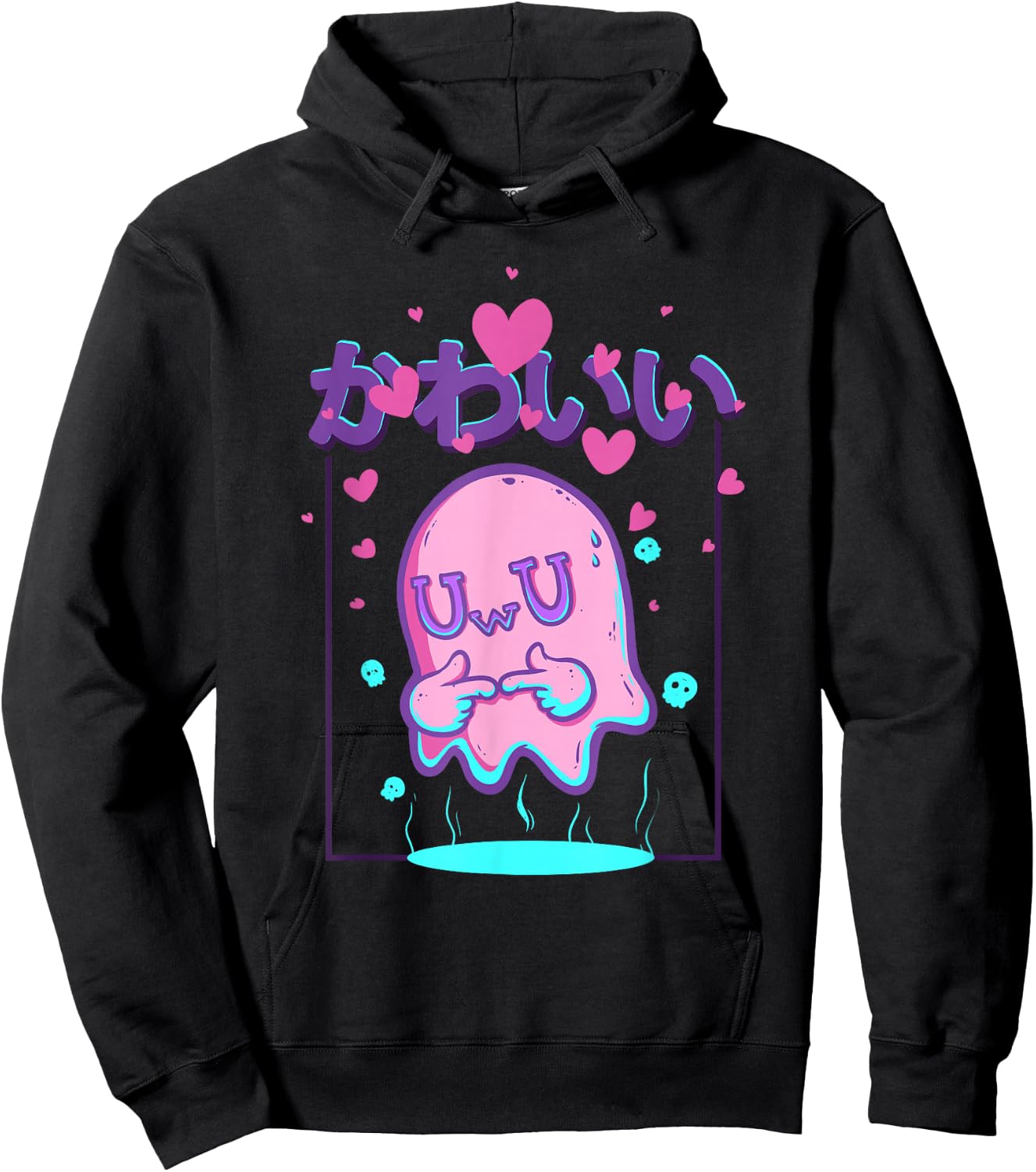 Kawaii Uwu Ghost Anime Japanese Manga Otaku Halloween Hoodie - Hoodie | Black