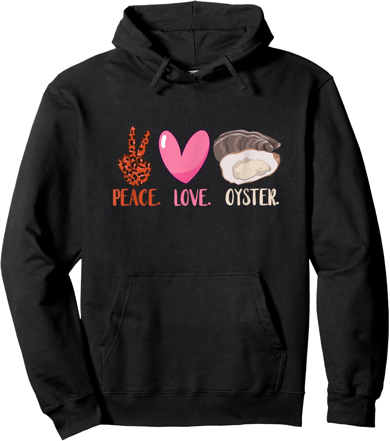 Oyster Leopard Love Peace Heart Mollusc Shucker Oyster Lover Hoodie - Hoodie | Black