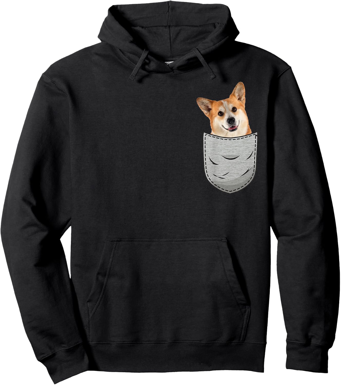 Welsh Corgi Pembroke Chest Pocket for Dog Owners Hoodie - Hoodie | Black