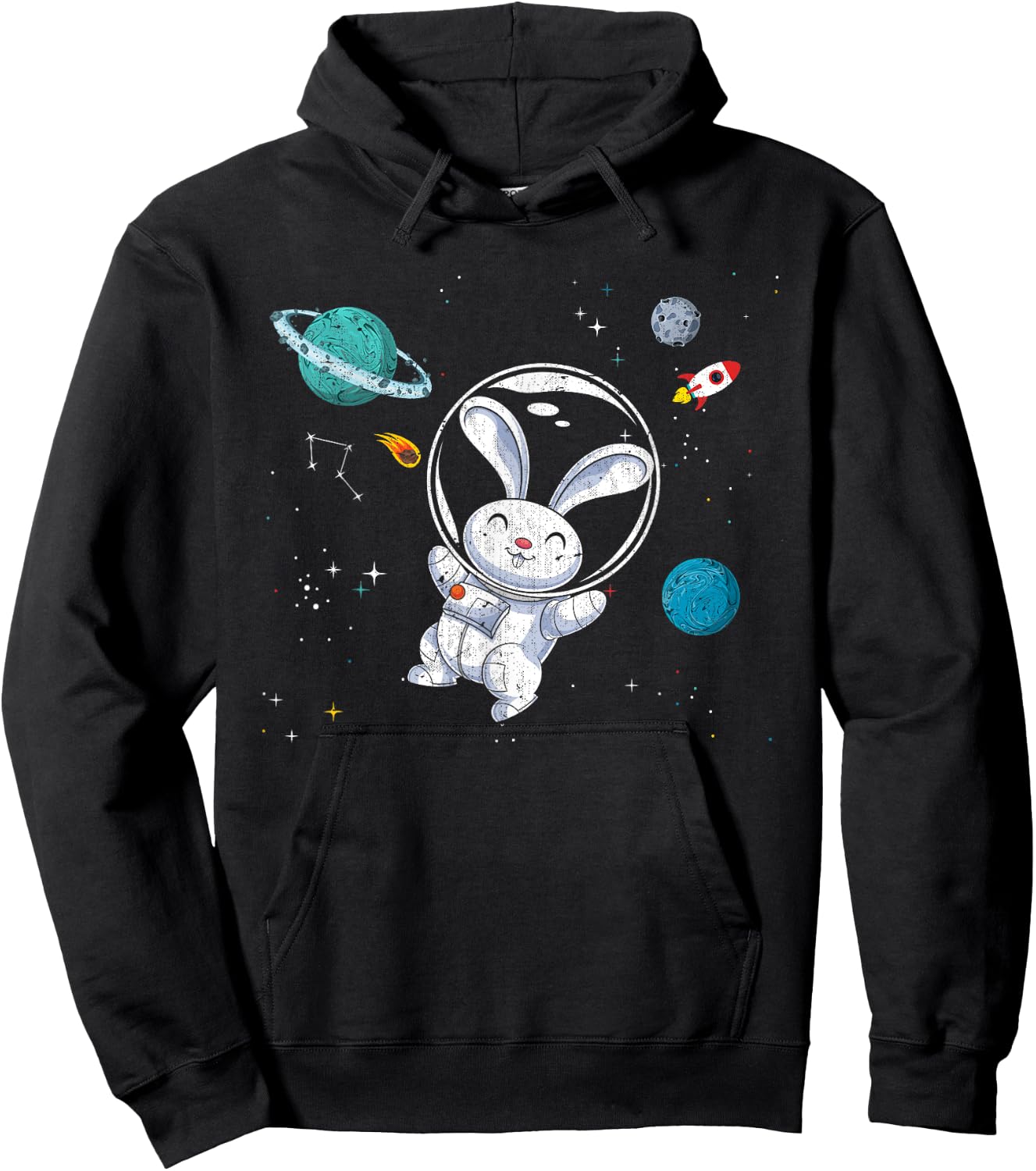 Outer Space Science Rabbit Animal Lover Astronaut Bunny Hoodie - Hoodie | Black