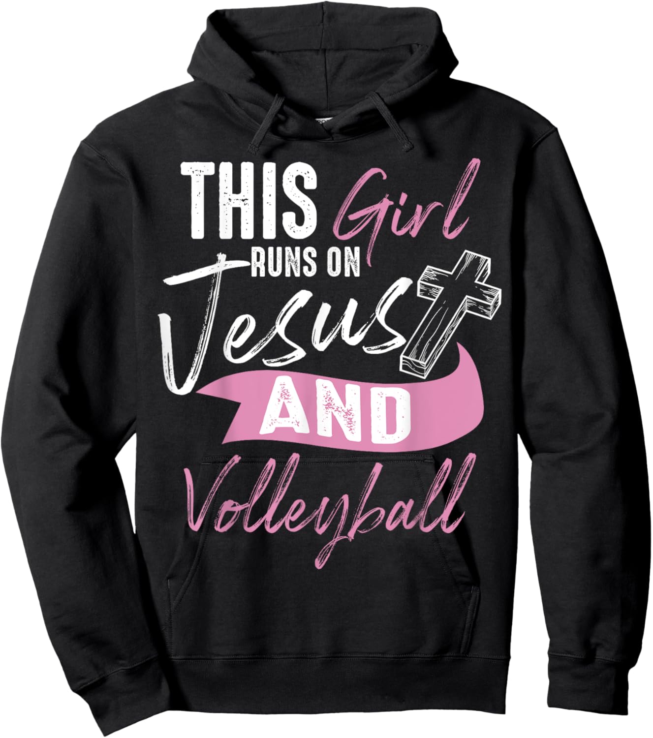 Cool Volleyball Gifts Funny Teen Girl Run On Jesus Hoodie - Hoodie | Black