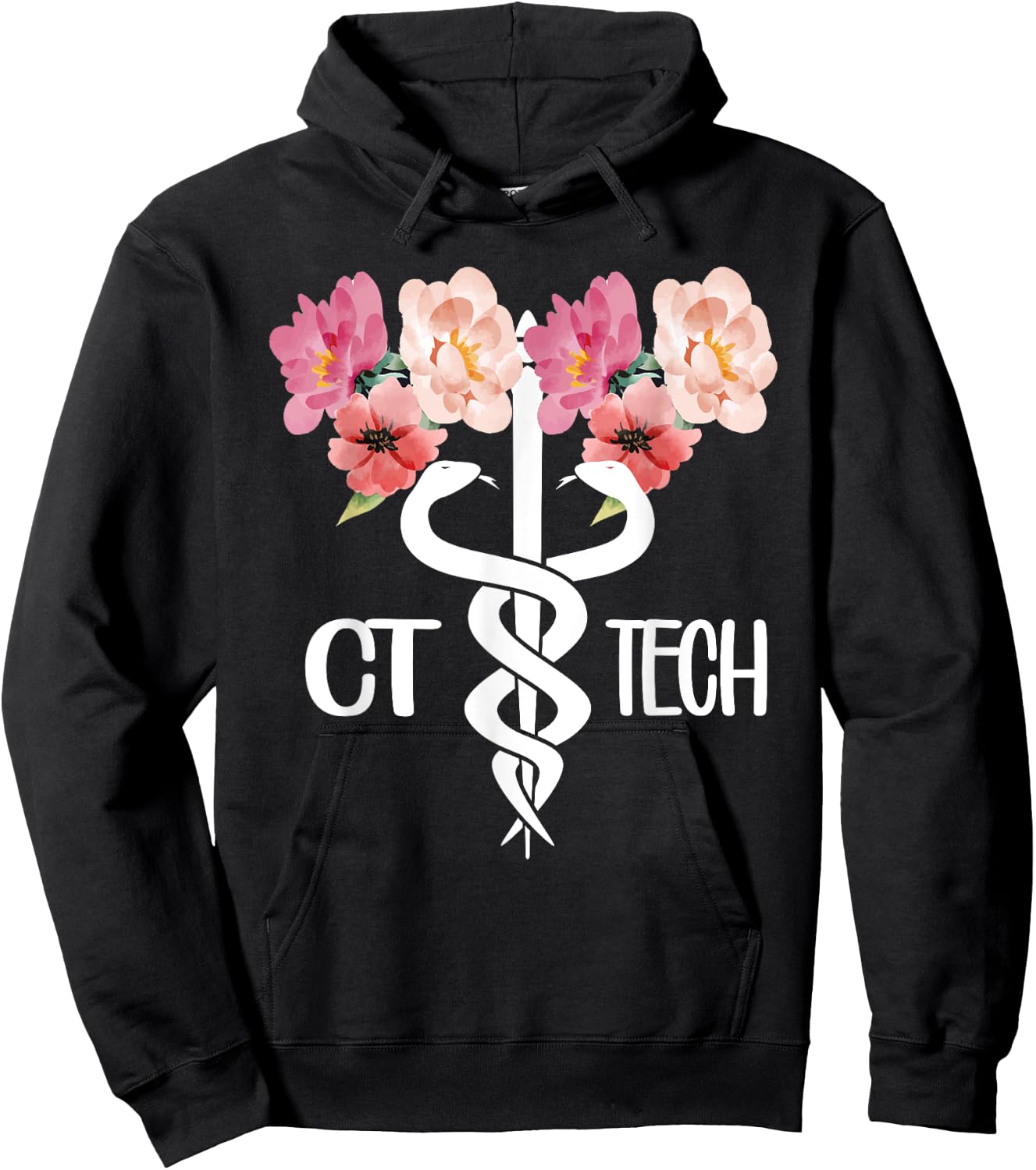 CT Tech Caduceus Computed Tomography Tech Hoodie - Hoodie | Black