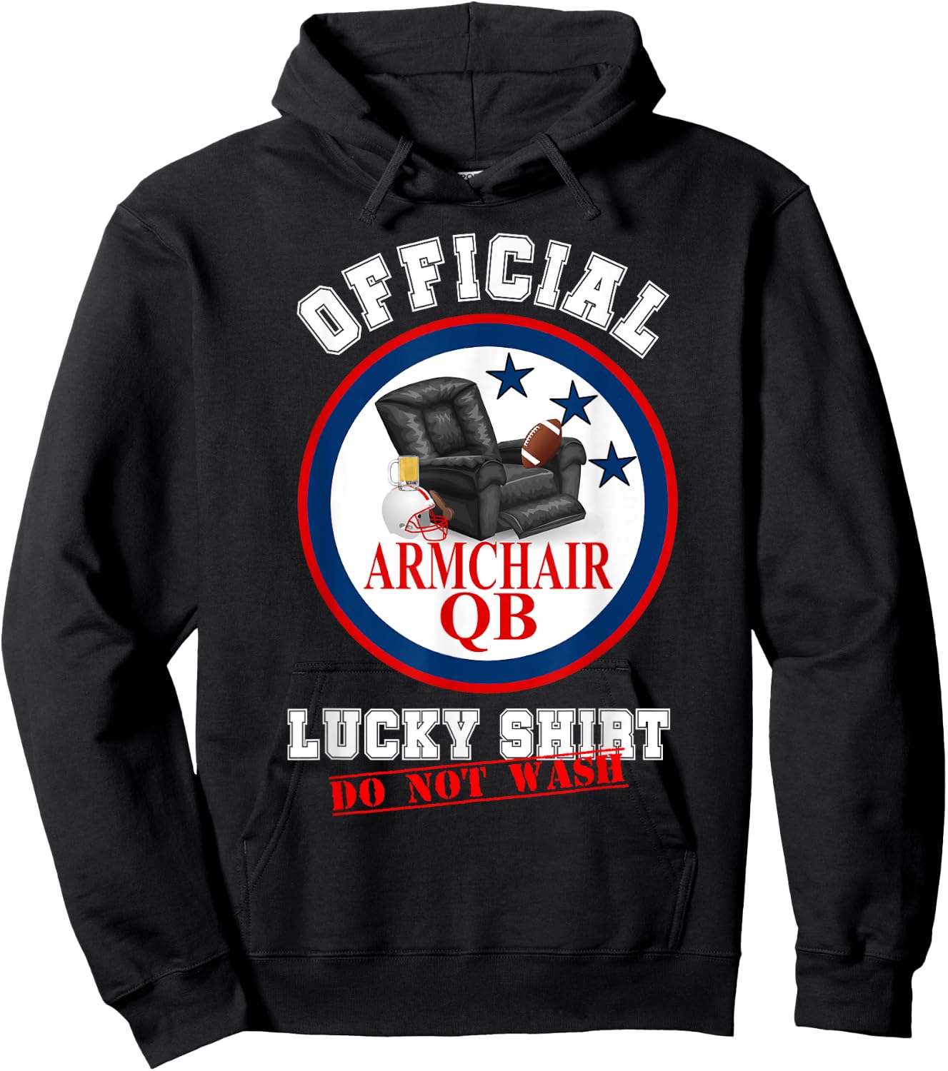 Funny Armchair QB Quarterback Fantasy Football Lucky Shirt Hoodie - Hoodie | Black