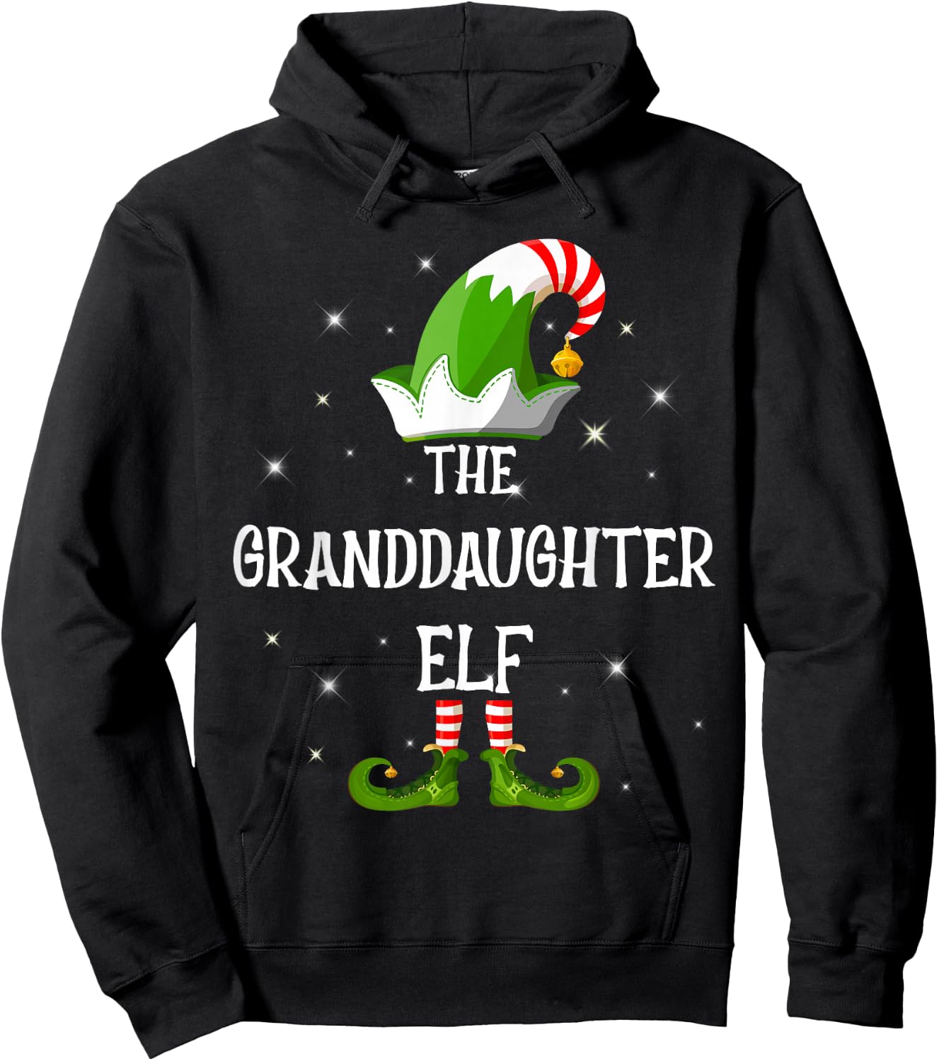 The Granddaughter Elf Family Matching Group Christmas Hoodie - Hoodie | Black