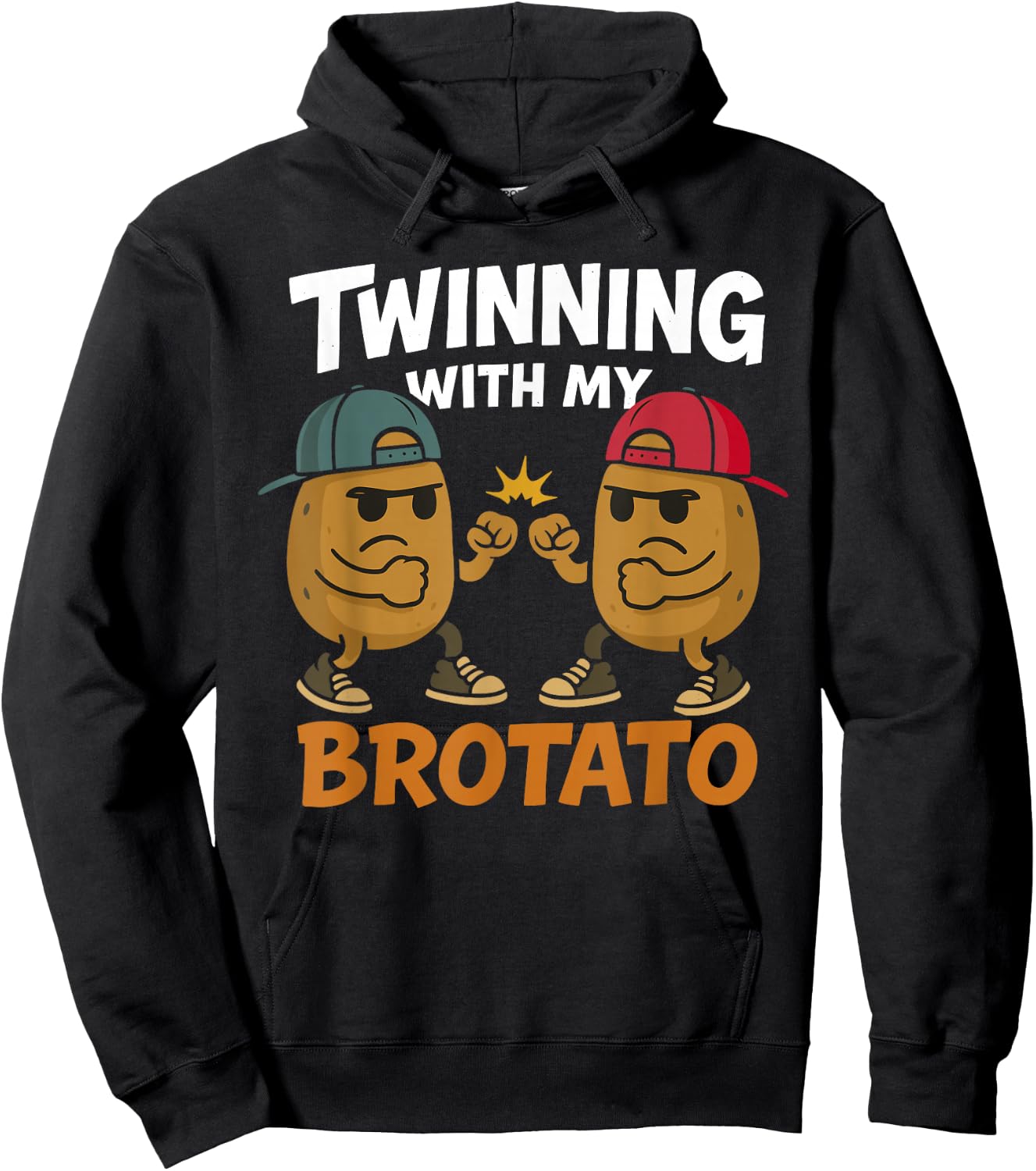 Twinning with My Brotato Funny Matching Friends Design Hoodie - Hoodie | Black