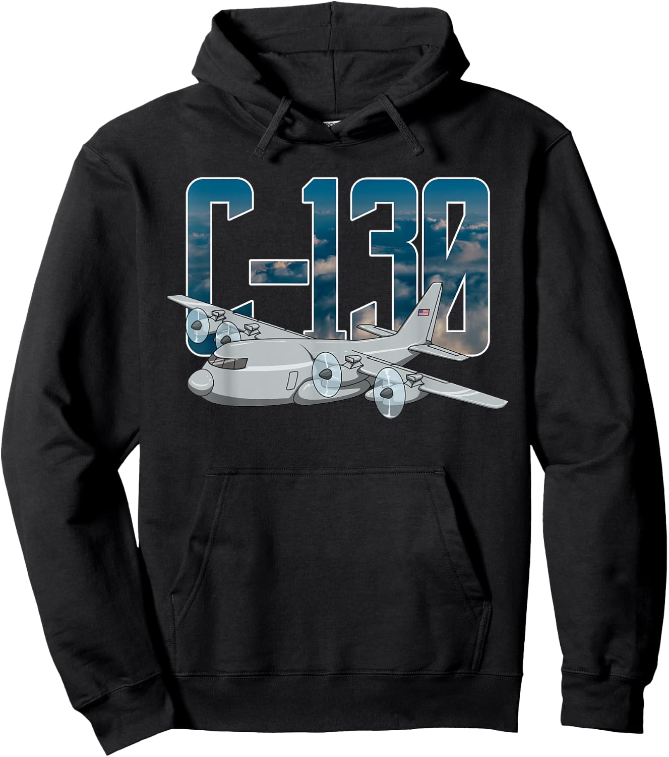 THE SALTY VETERAN C-130 Hercules Military Airplane Flying C130 Hercules Pilot - Black, -Adults, Small, Short Sleeve, Classic Fit, , Modern, Military, Aviation Enthusiasts Hoodie - Hoodie | Black