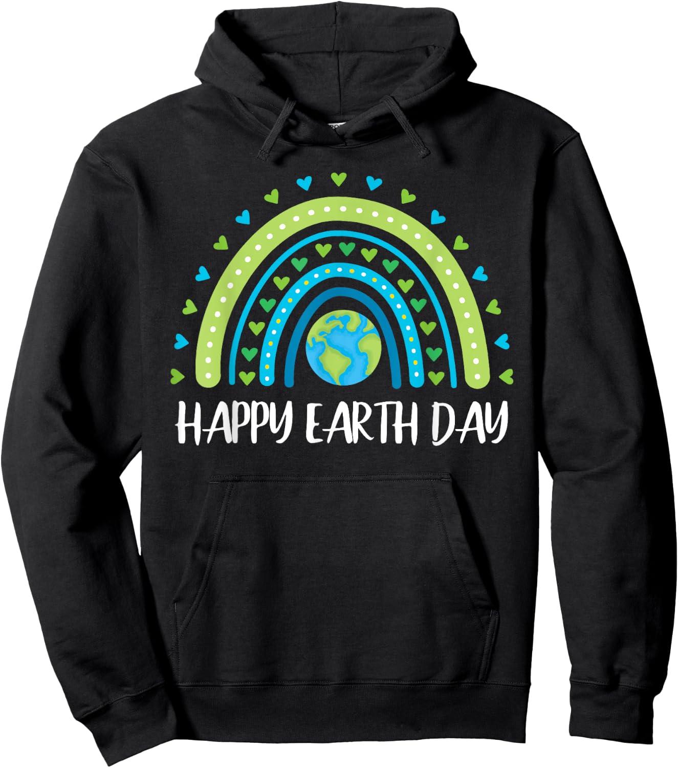 Happy Earth Day Rainbow Cute Earth Day girls Hoodie - Hoodie | Black