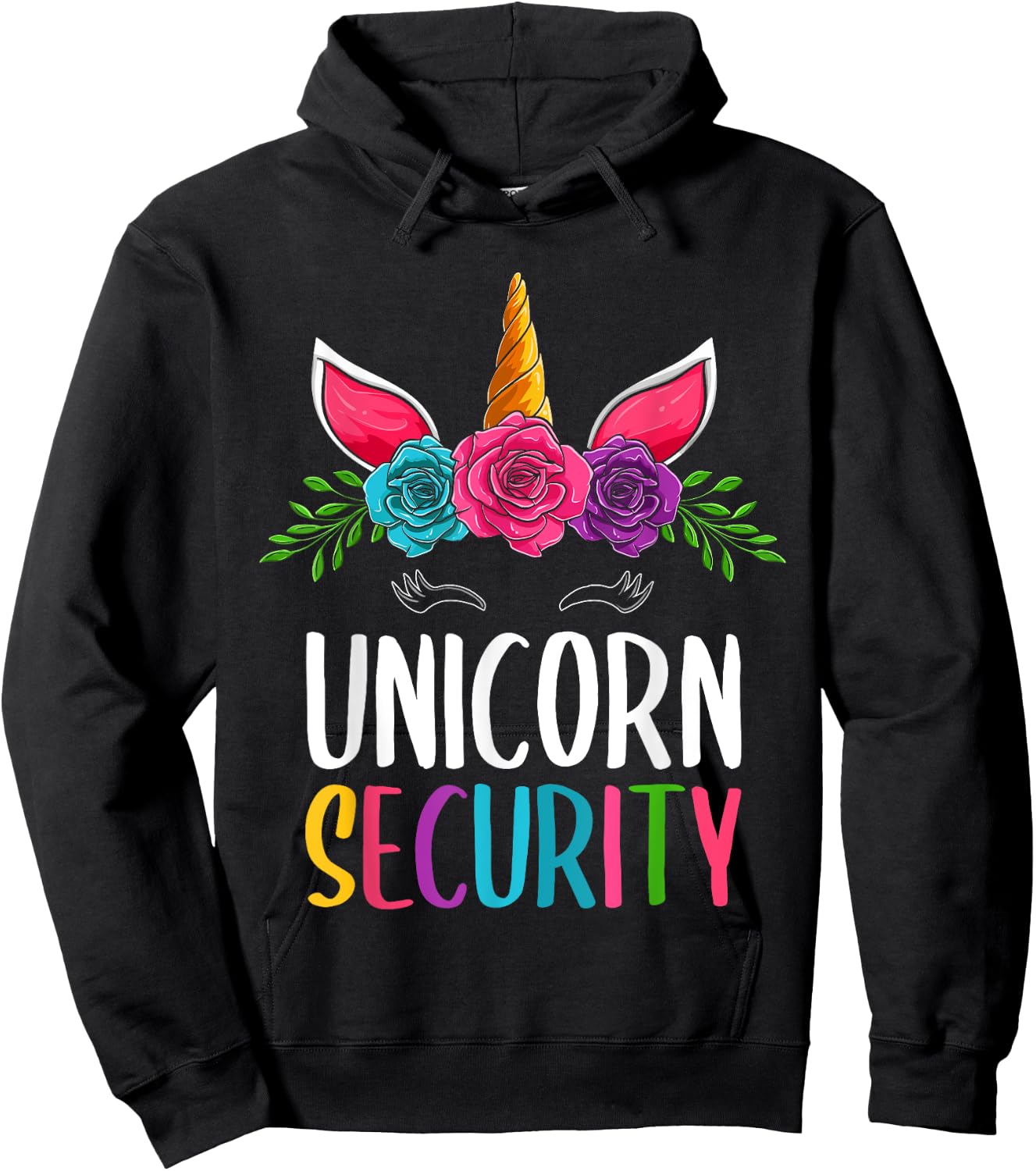 Cute Halloween Unicorn Costumes, Dad Mom Unicorn Security Hoodie - Hoodie | Black