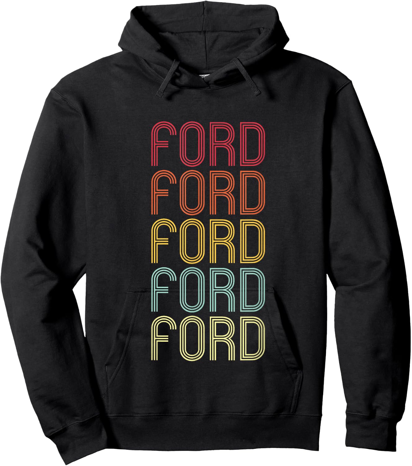 Ford Retro Wordmark Pattern Vintage Personalized 70s Hoodie - Hoodie | Black