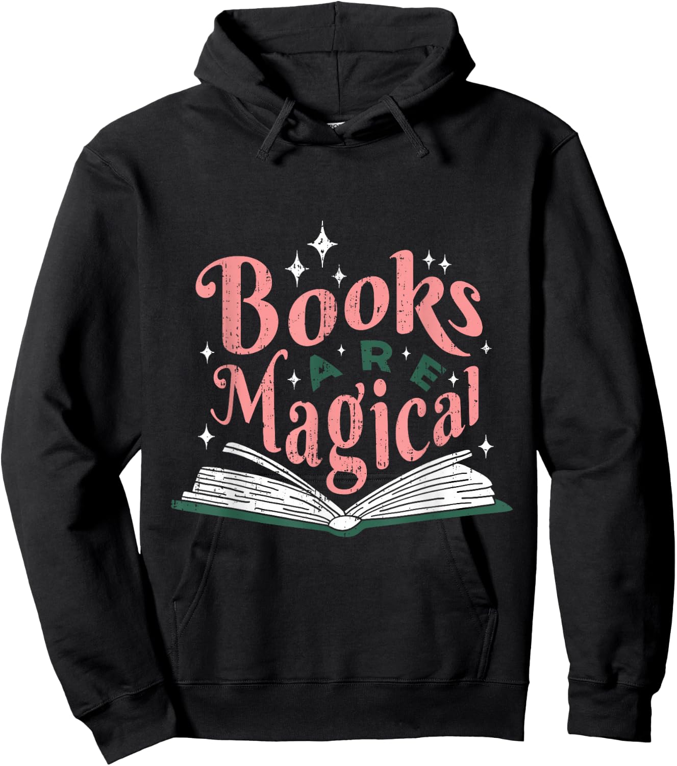 Books Are Magical Retro Reader Graphic Cute Book Lover Art Hoodie - Hoodie | Black