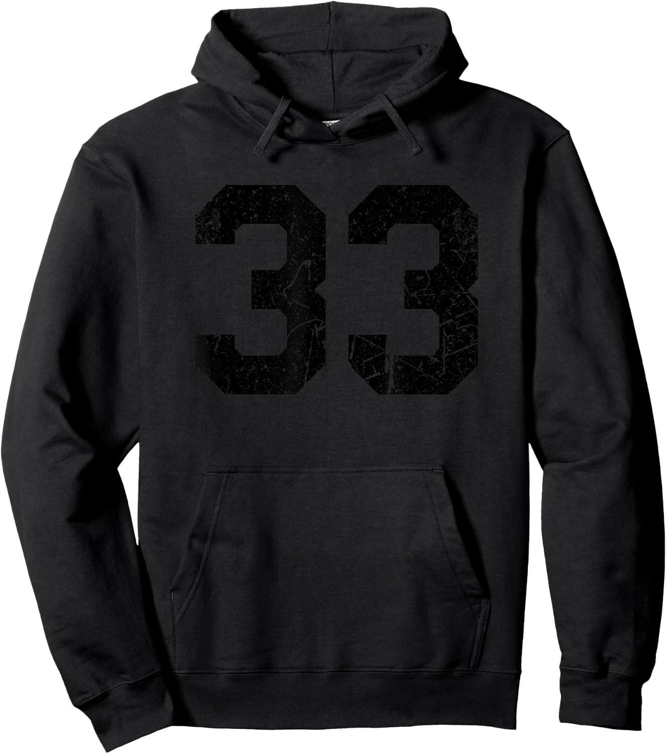 Distressed Number #33 Black Varsity Number Hoodie - Hoodie | Black